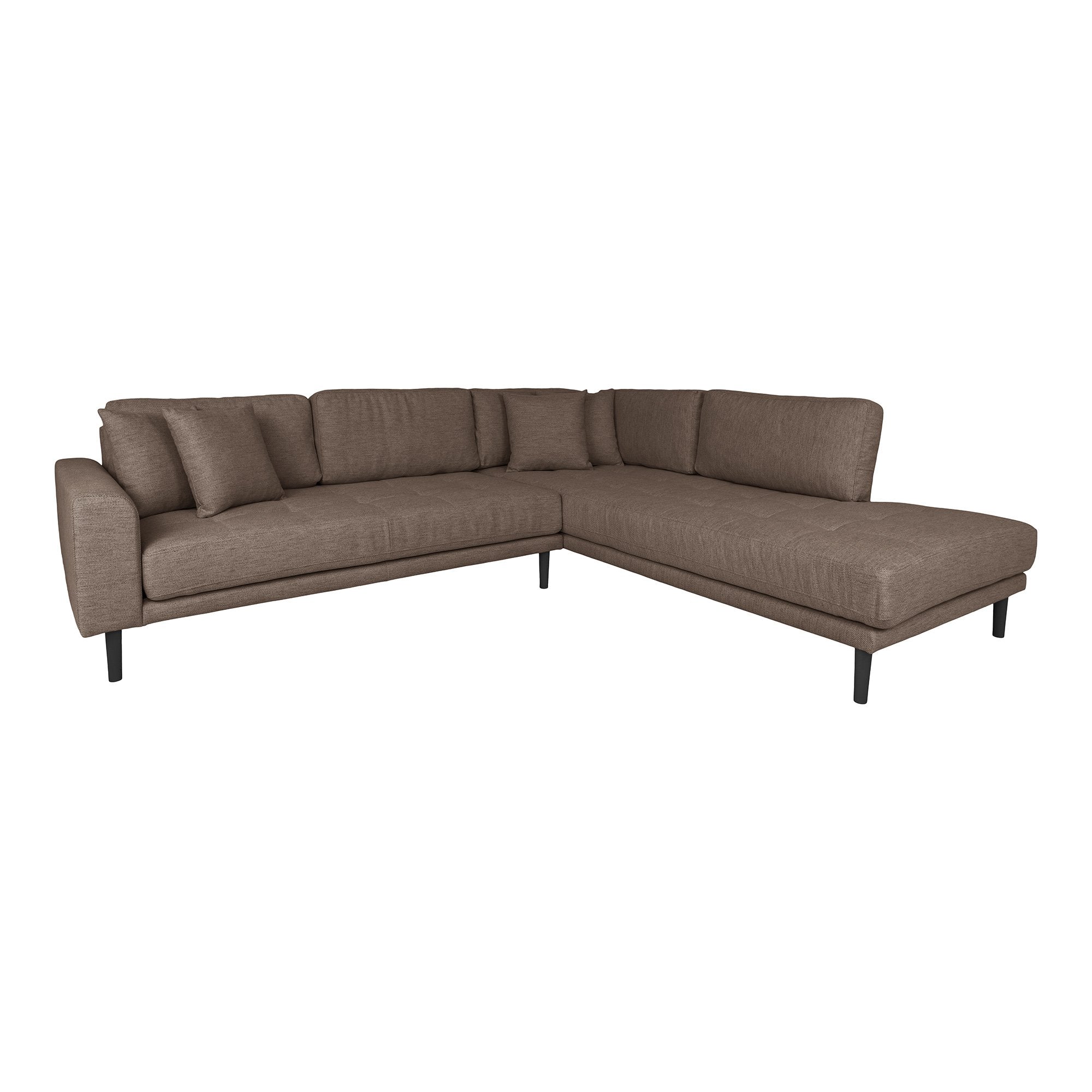 Lido Hjørnesofa Åben Ende - Hjørnesofa Åben Ende, Højrevendt I Brun Med Fire Puder Og Sorte Træben, Hn1055 ⎮ 5713917029853 ⎮ 1301660