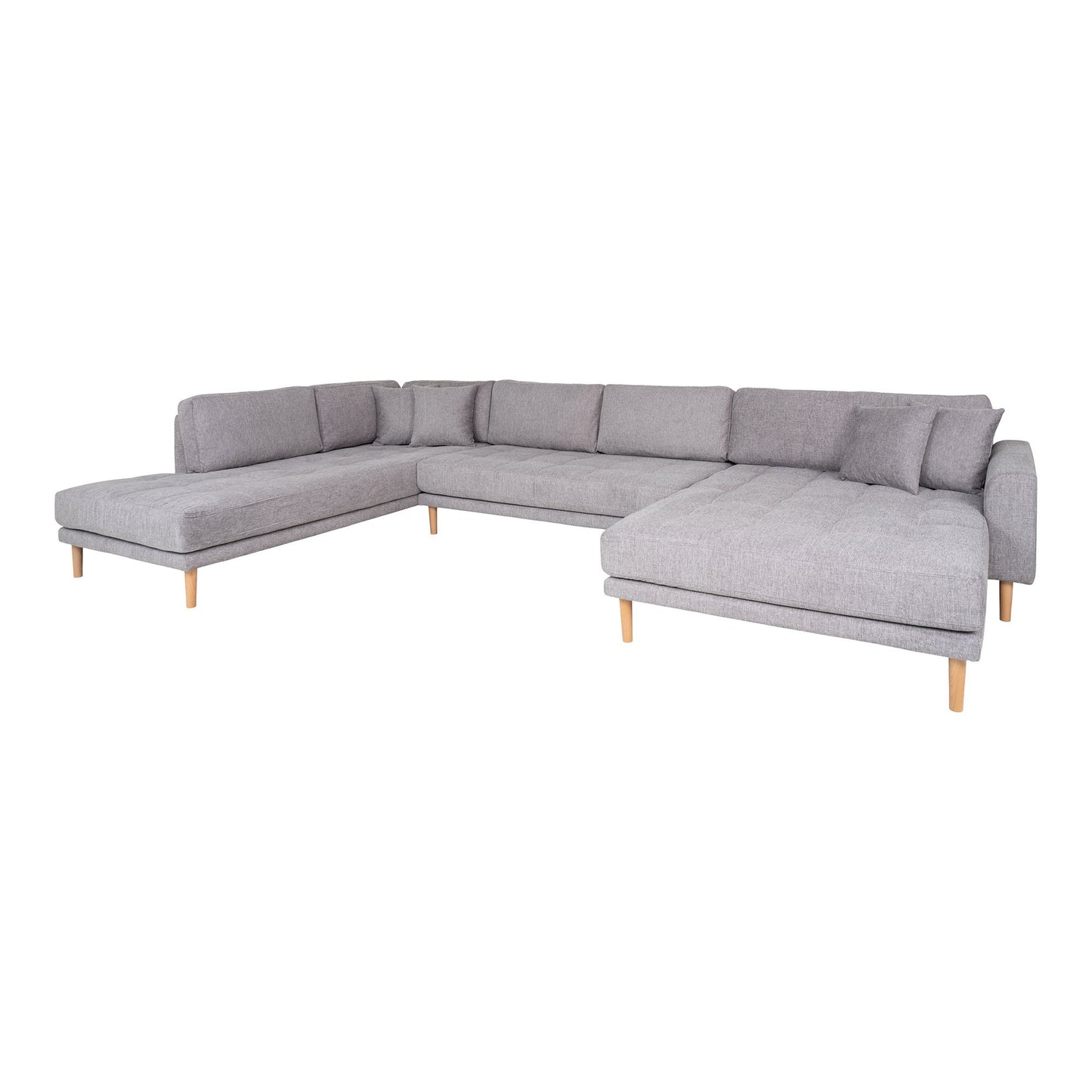 Lido U-Sofa Åben Ende - U-Sofa Åben Ende, Højrevendt I Lysegrå Med Fire Puder Og Natur Træben, Hn1040 ⎮ 5713917028146 ⎮ 1301700