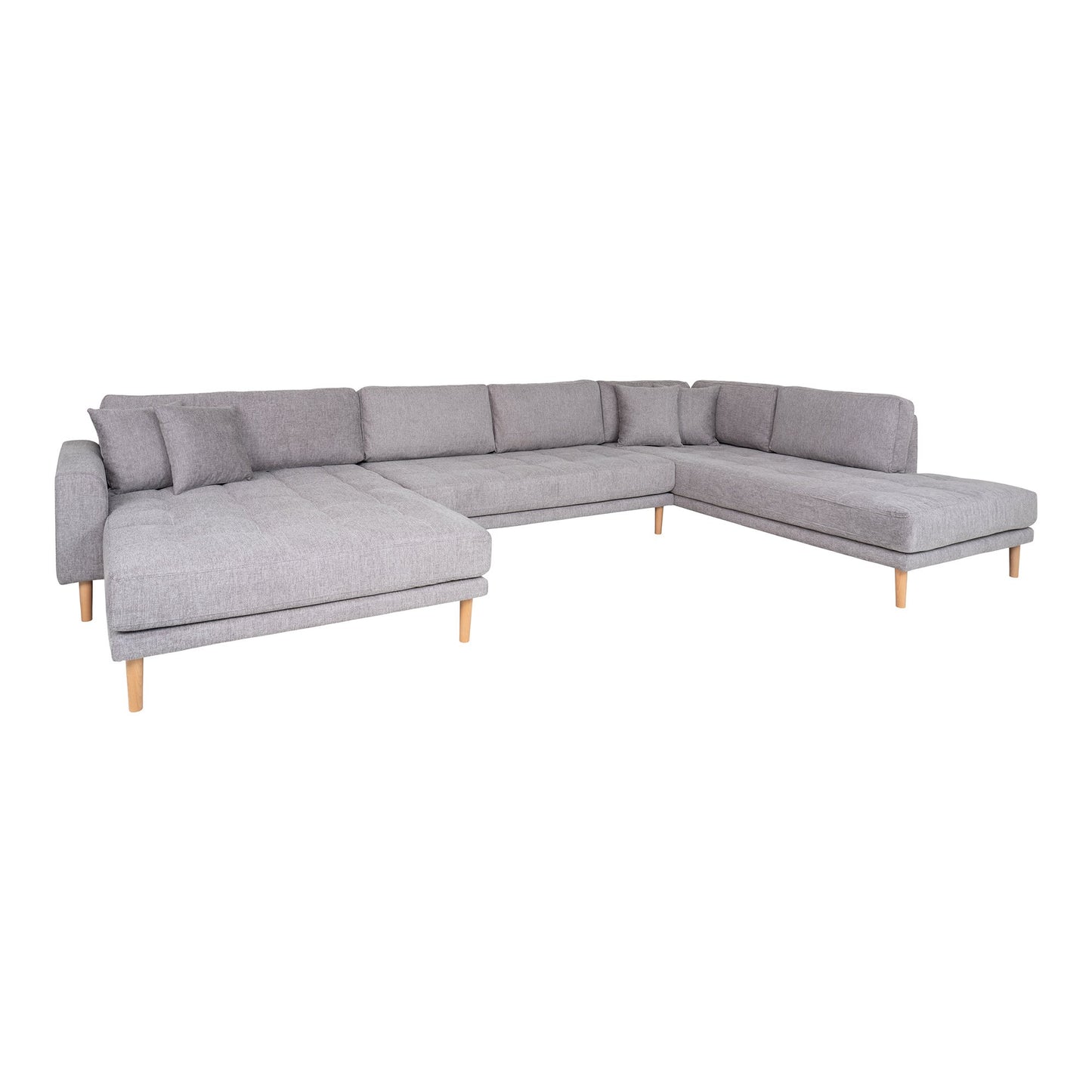 Lido U-Sofa Åben Ende - U-Sofa Åben Ende, Venstrevendt I Lysegrå Med Fire Puder Og Natur Træben, Hn1040 ⎮ 5713917028191 ⎮ 1301701