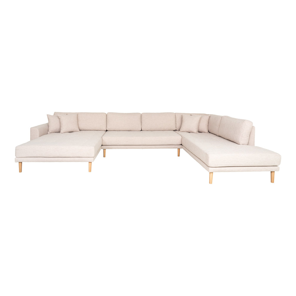 Lido U-Sofa Open End - U-Sofa Åben Ende, Venstrevendt I Sand Med Fire Puder Og Natur Træben, Hn1050 ⎮ 5713917028351 ⎮ 1301707