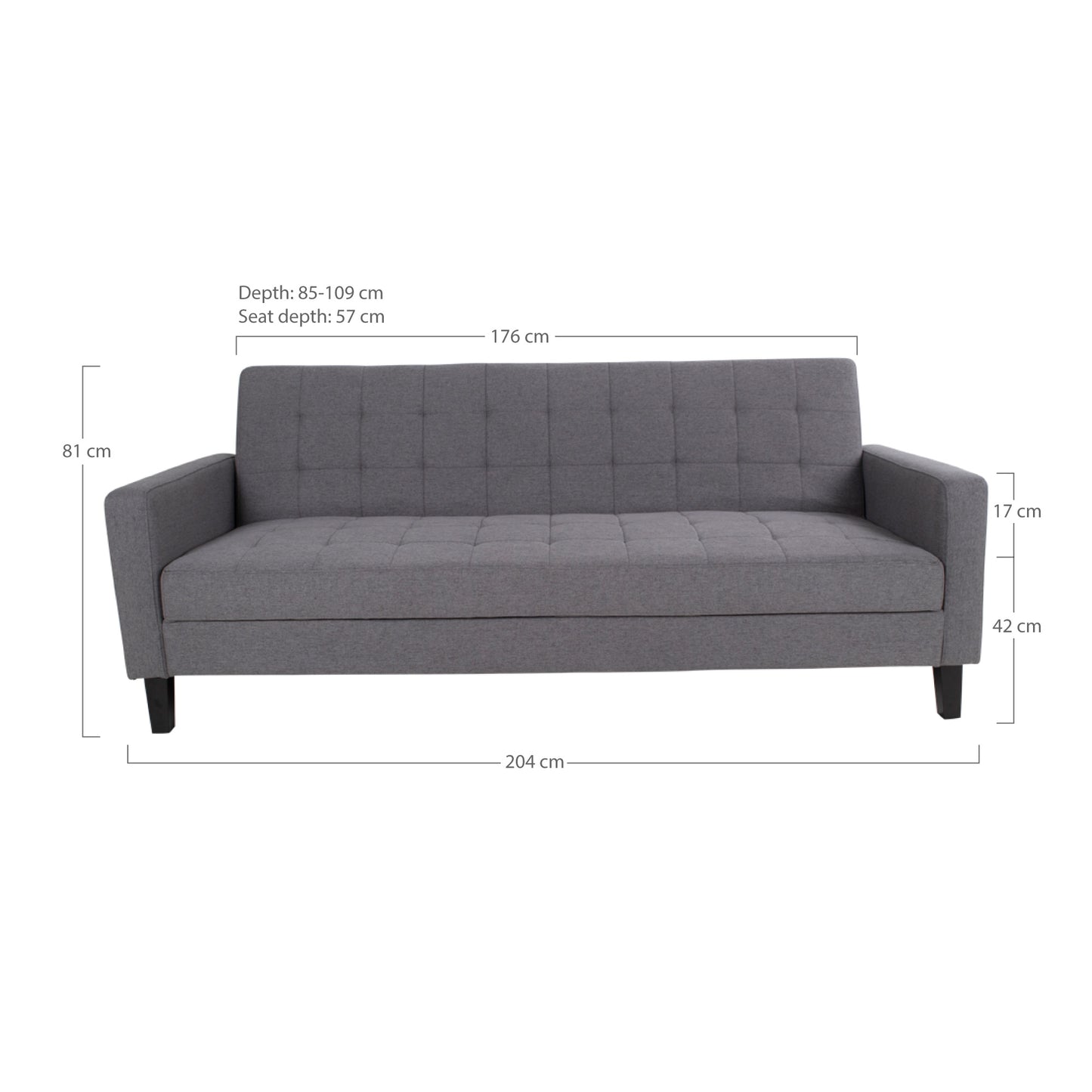 Milton Sovesofa - Sovesofa I Stof Med Opbevaring, Mørkegrå, Sorte Ben ⎮ 5713917003471 ⎮ 1302010