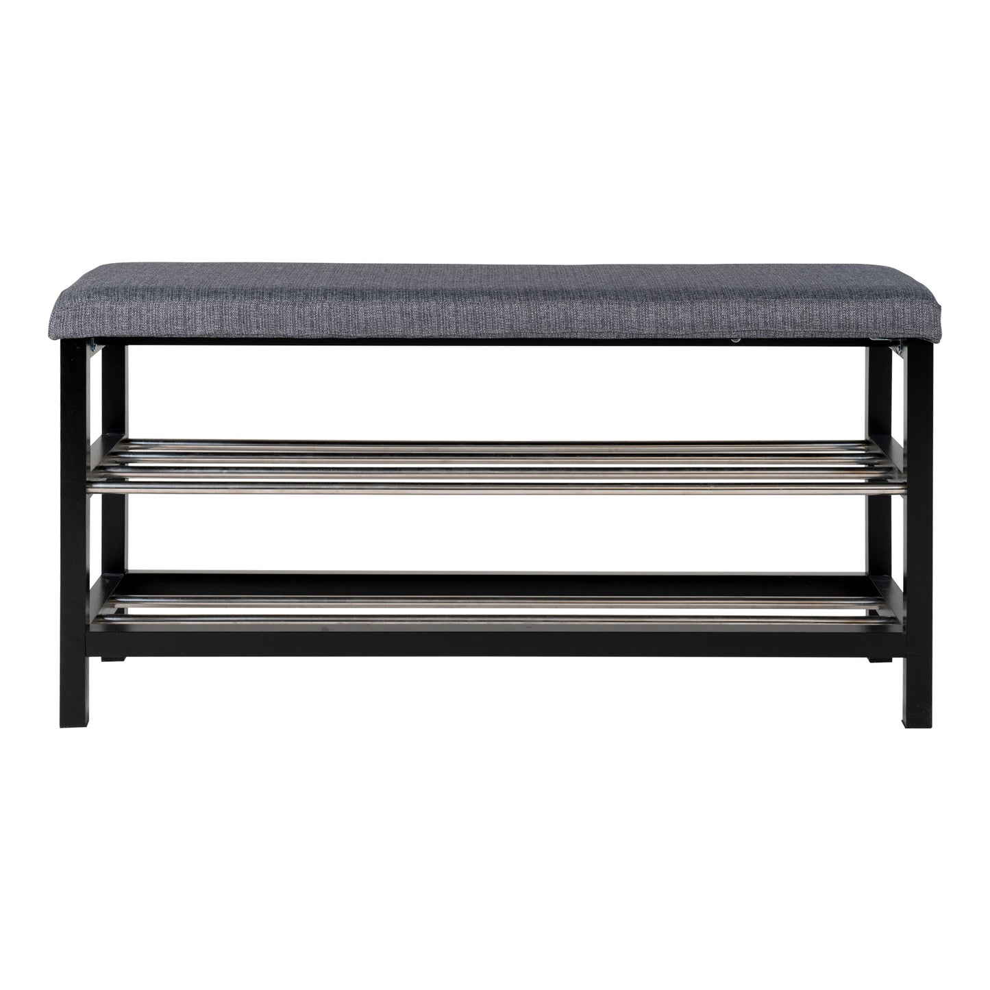 Padova Bænk - Bænk Med Hynde Og 2 Hylder, Grå, Sorte Ben 100X34X50 Cm ⎮ 5713917002351 ⎮ 1401090