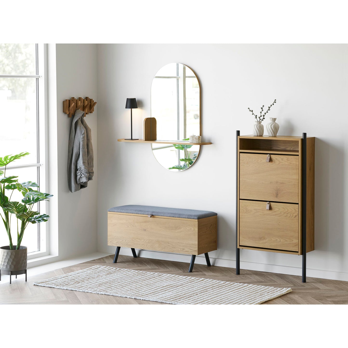 Barco Bænk Med Opbevaring - Bænk Med Opbevaring, Egetræslook 92X33X48 Cm ⎮ 5713917037902 ⎮ 1401120