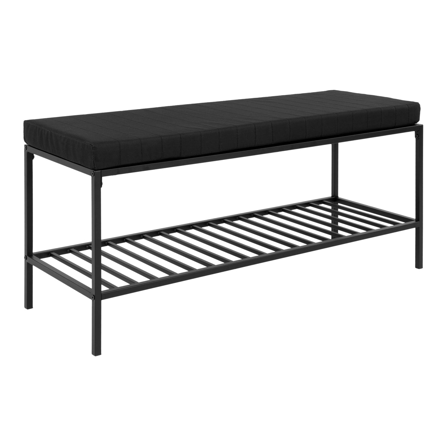 Vita Bænk - Bænk Med Hylde Og Hynde, Sort Med Sorte Ben, 100X36X48,5 Cm ⎮ 5713917008919 ⎮ 1401250
