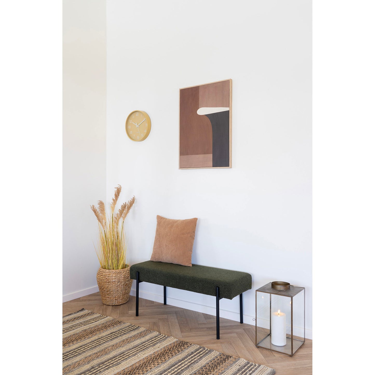 Swindon Bænk - Bænk, Bouclé, Mørkegrøn, Sorte Ben, 100X36X42,5 Cm, Hn1241 ⎮ 5713917033423 ⎮ 1401303