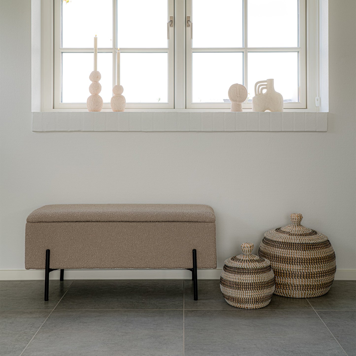 Watford Bænk - Bænk Med Opbevaring, Bouclé, Beige 95X36,5X43 Cm, Hn1233 ⎮ 5713917025350 ⎮ 1409075