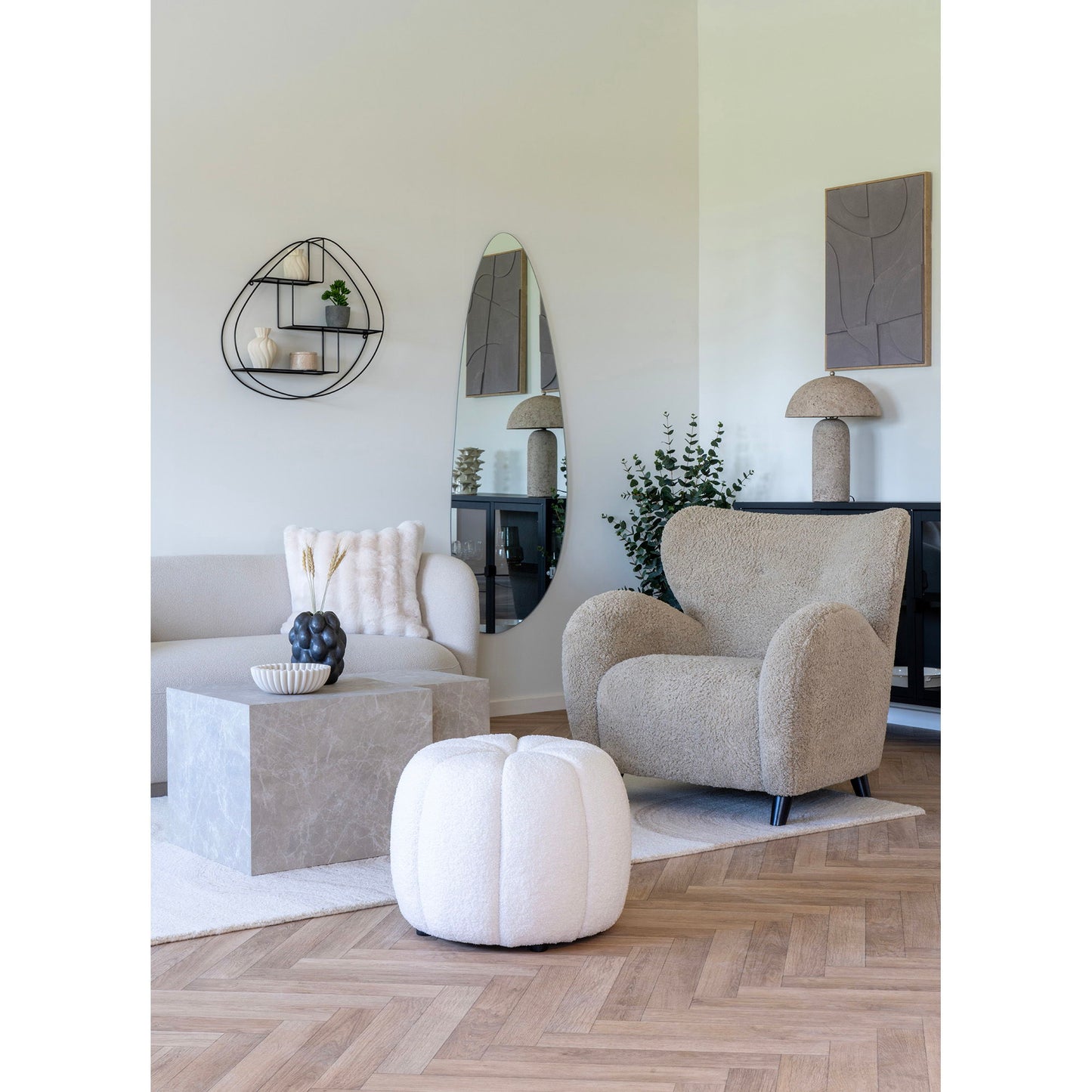 Paisley Puf - Puf, Off-White Ø48X38 Cm, Hn1259 ⎮ 5713917030378 ⎮ 1501117