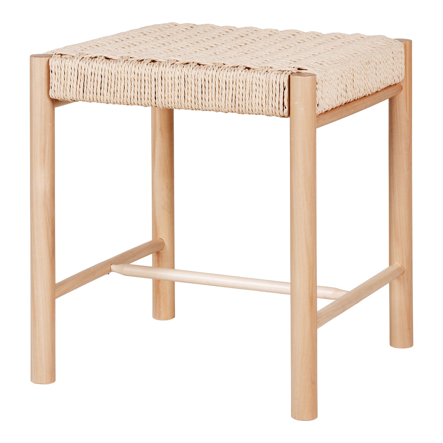 Abano Taburet - Taburet Med Naturflet Sæde, Poppeltræ, Natur 42X42X46,5 Cm ⎮ 5713917021833 ⎮ 1501150