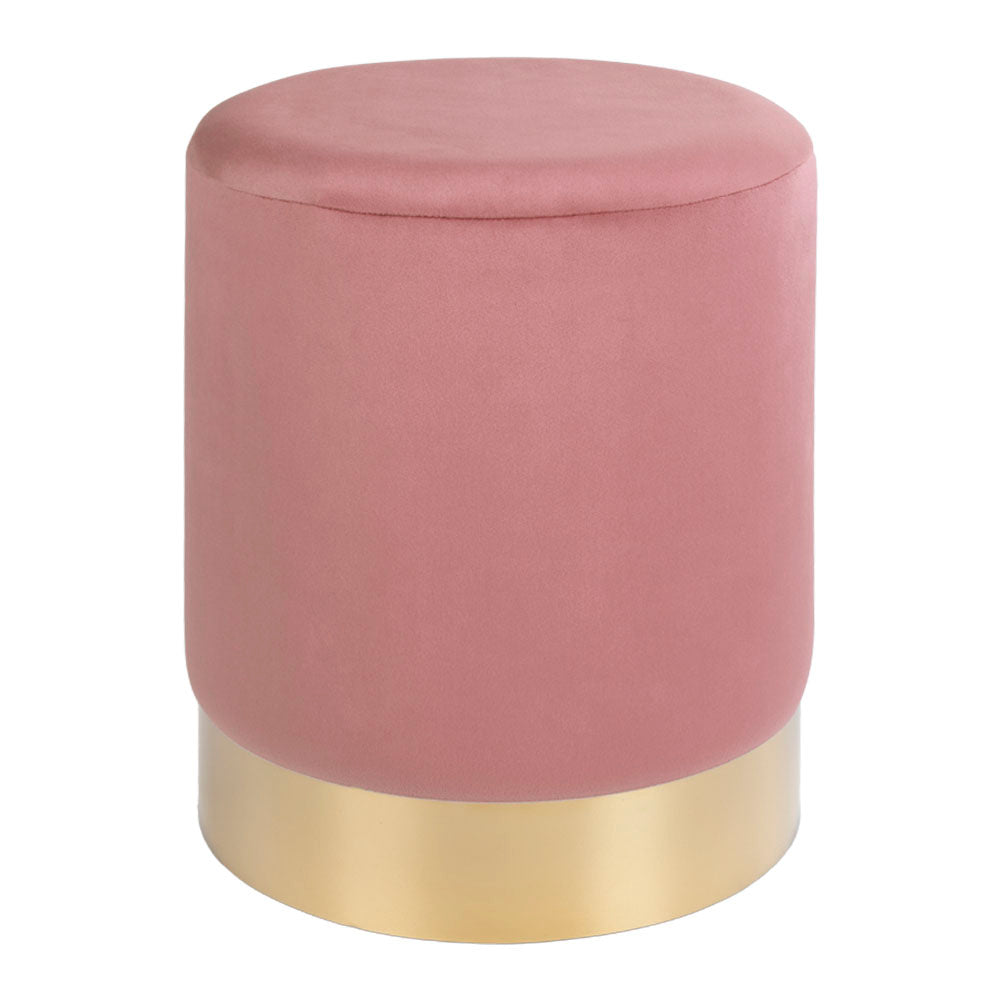 Gamby Puf - Puf, Velour, Rosa, Messing Farvet Kant Ø34X43 Cm, Hn1214 ⎮ 5713917004577 ⎮ 1504020