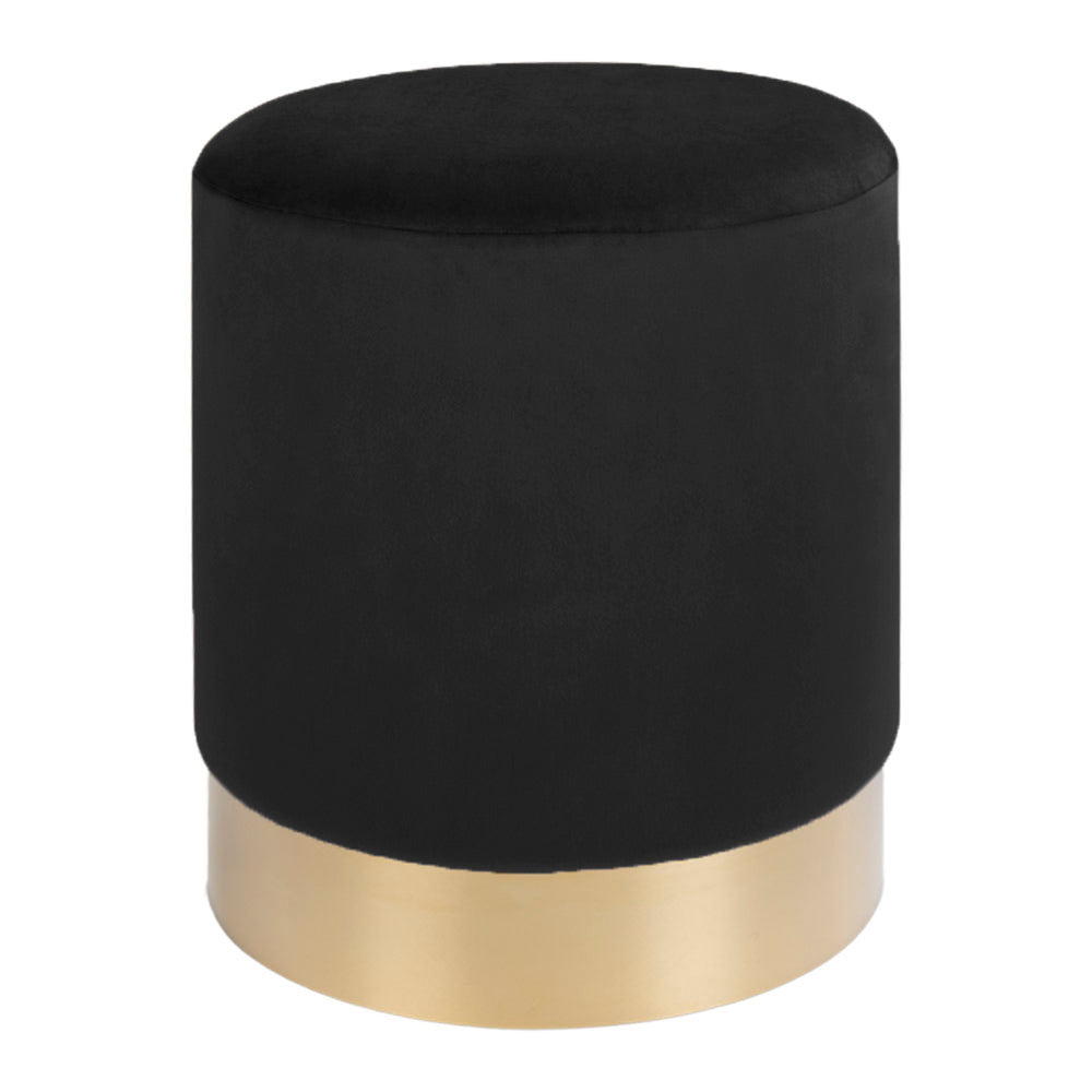 Gamby Puf - Puf, Velour, Sort, Messing Farvet Kant Ø34X43 Cm, Hn1207 ⎮ 5713917003525 ⎮ 1504024