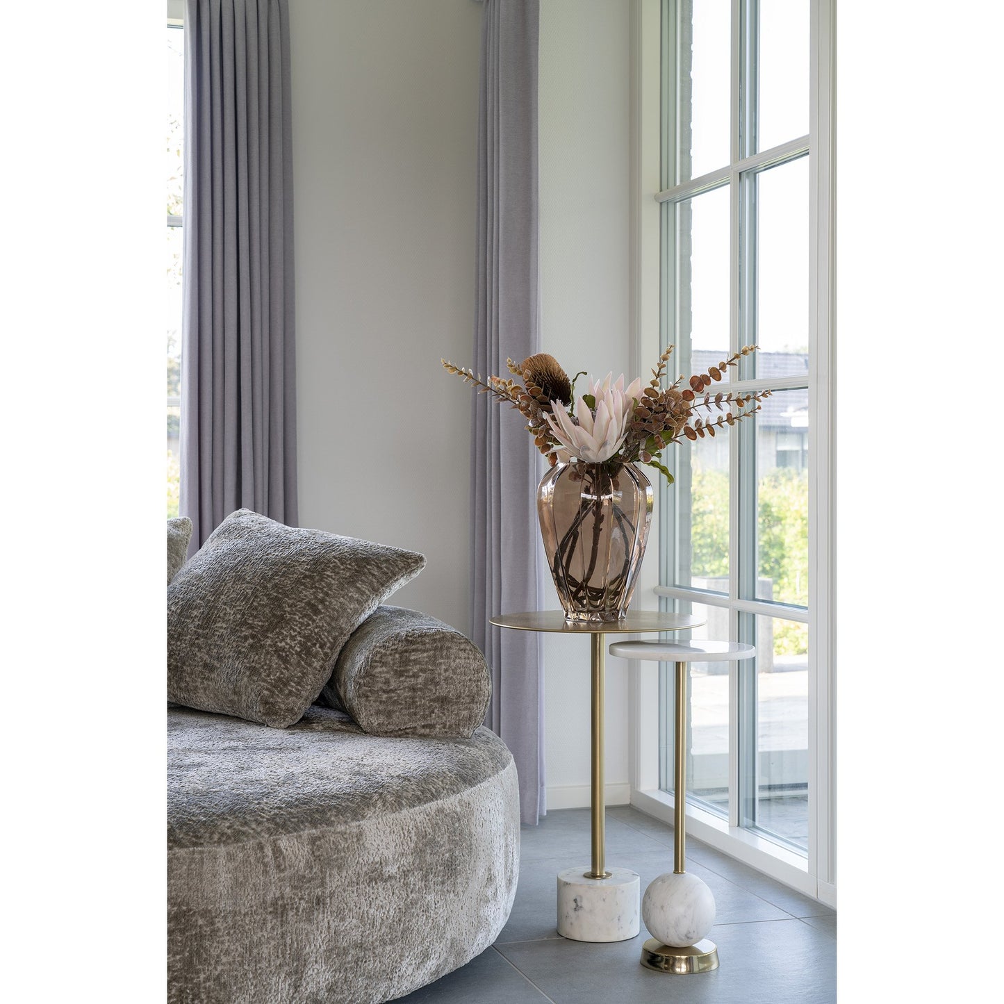 Salo Hjørnebord - Hjørnebord I Messing Og Marmor Ø25X54 Cm ⎮ 5713917024933 ⎮ 1605000