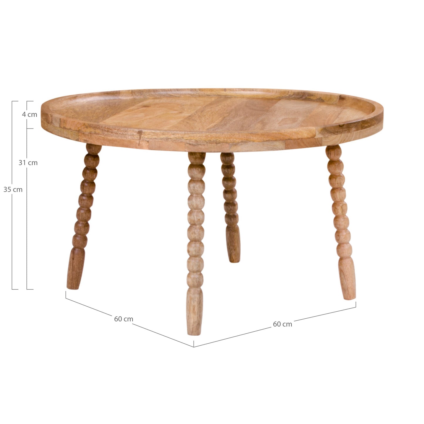 Jammu Sofabord - Sofabord, Naturlig Mangotræ Ø60X35 Cm ⎮ 5713917009275 ⎮ 2101070