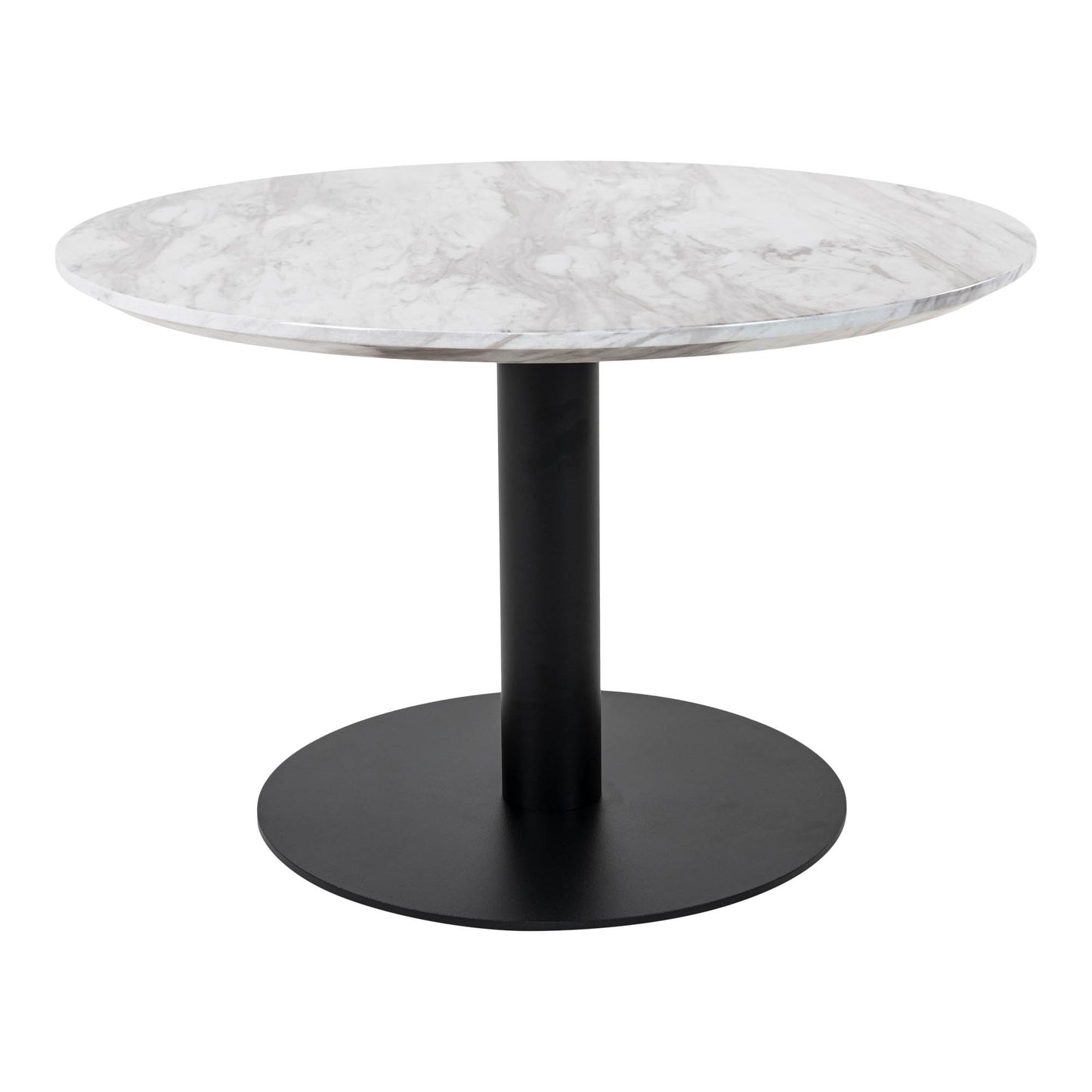 Bolzano Sofabord - Sofabord, Marmor Look Bordplade, Hvid, Sort Base Ø70X45 Cm ⎮ 5713917005451 ⎮ 2101163