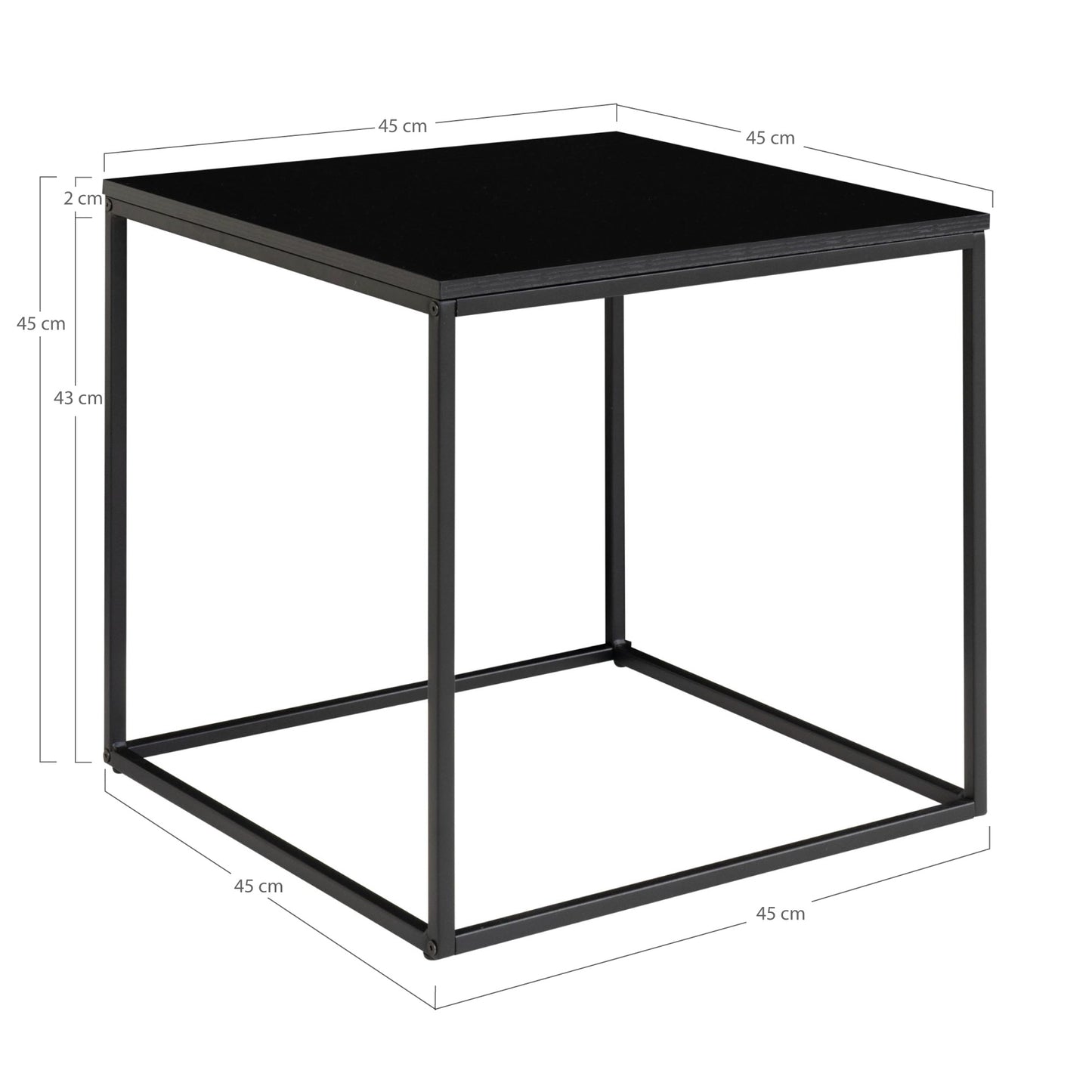 Vita Hjørnebord - Hjørnebord, Sort, Sort Stel 45X45X45 Cm ⎮ 5713917003075 ⎮ 2101400