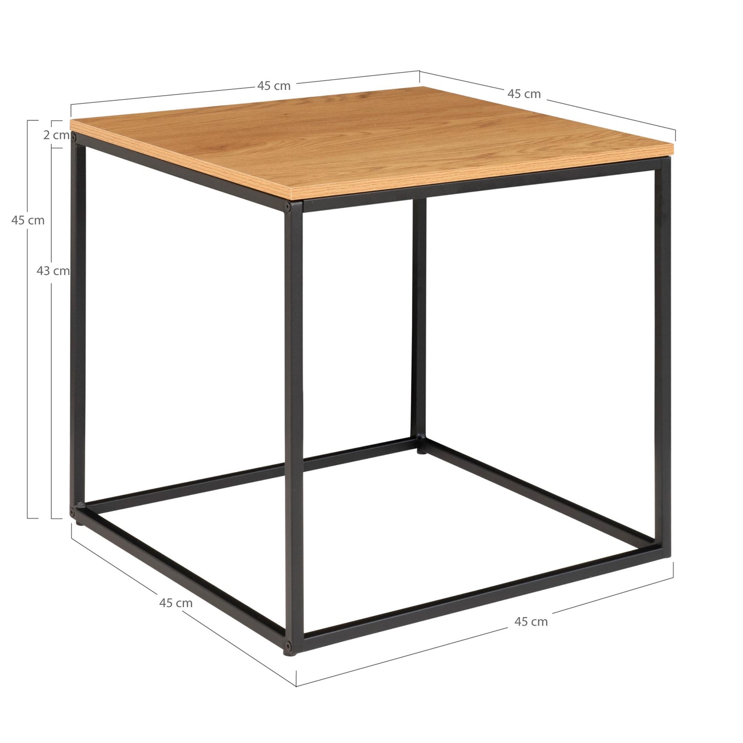 Vita Hjørnebord - Hjørnebord, Egetræslook, Sort Stel 45X45X45 Cm ⎮ 5713917008834 ⎮ 2101405