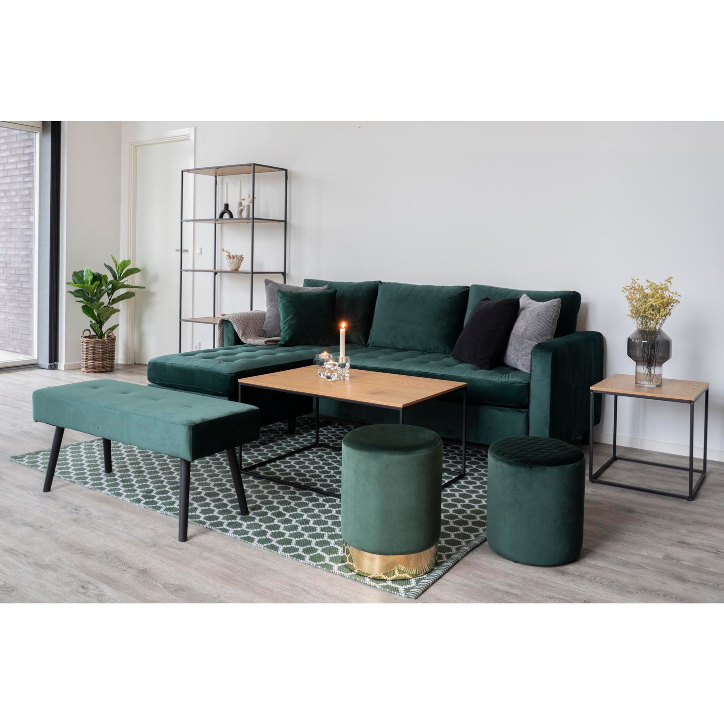 Vita Hjørnebord - Hjørnebord, Egetræslook, Sort Stel 45X45X45 Cm ⎮ 5713917008834 ⎮ 2101405