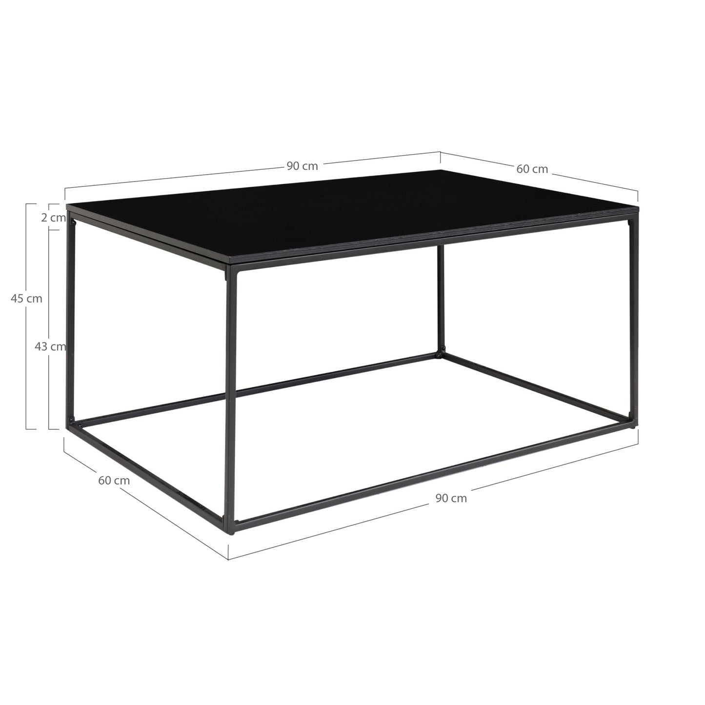 Vita Sofabord - Sofabord, Sort, Sort Stel 90X60X45 Cm ⎮ 5713917003082 ⎮ 2101455