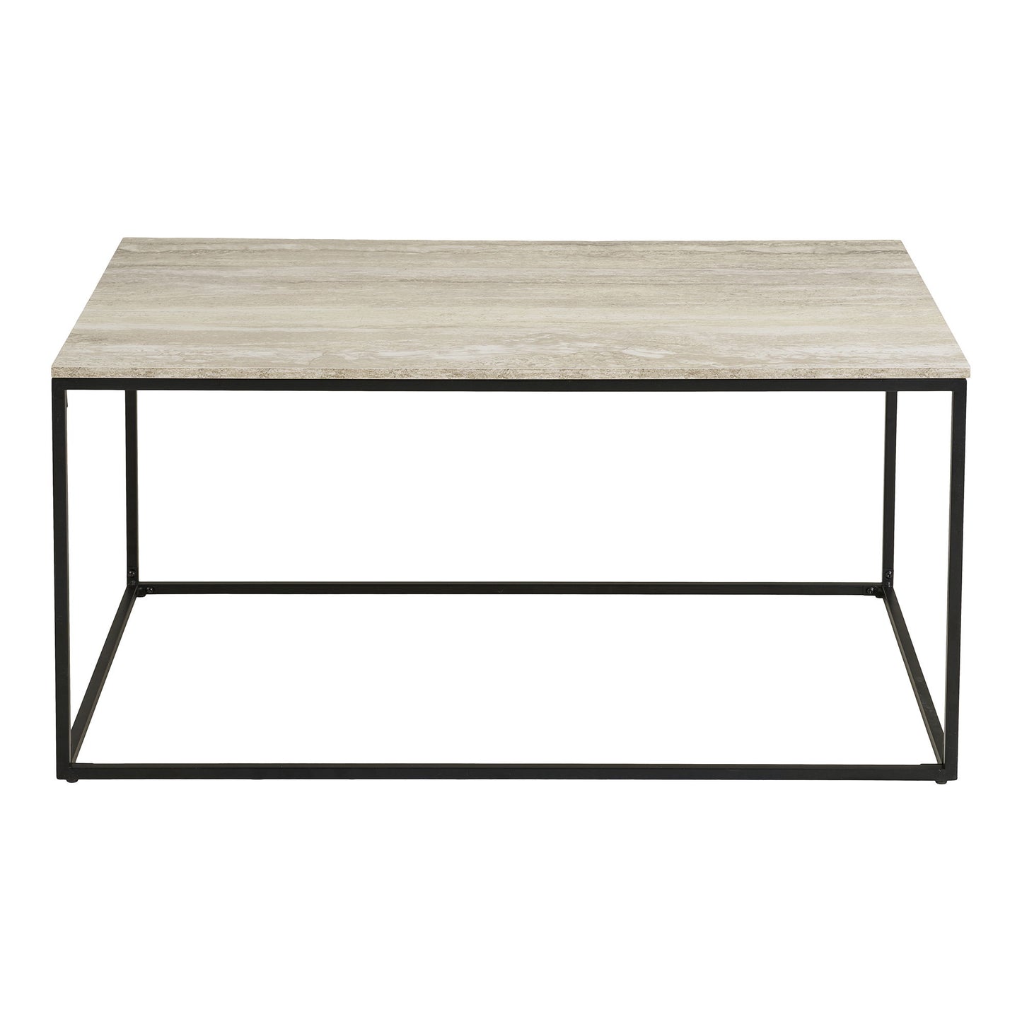 Vita Sofabord - Sofabord, Travertin Look, Sort Stel 90X60X45 Cm ⎮ 5713917038336 ⎮ 2101501