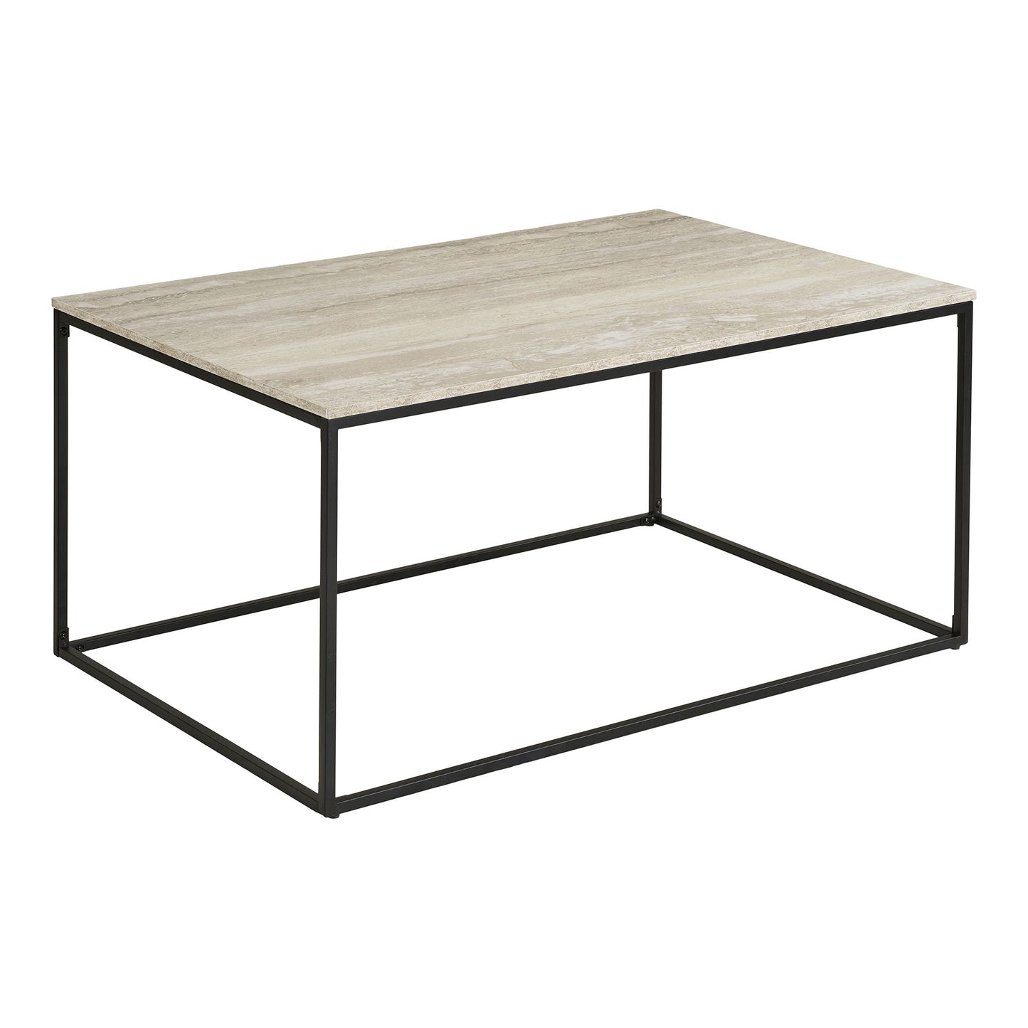 Vita Sofabord - Sofabord, Travertin Look, Sort Stel 90X60X45 Cm ⎮ 5713917038336 ⎮ 2101501