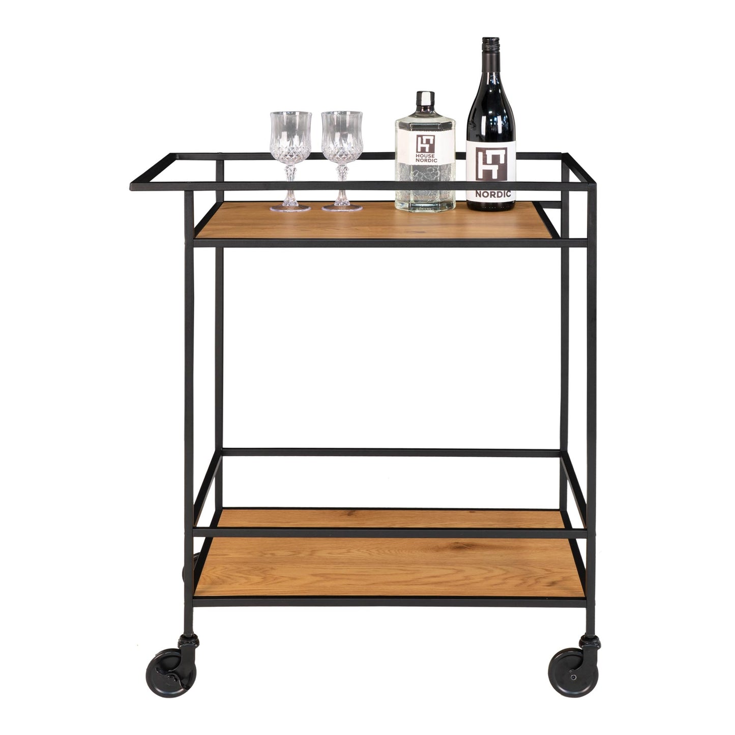 Vita Barvogn - Barvogn Med 2 Hylder, Egetræslook, Sort Stel 68X40X79 Cm ⎮ 5713917008896 ⎮ 2101535