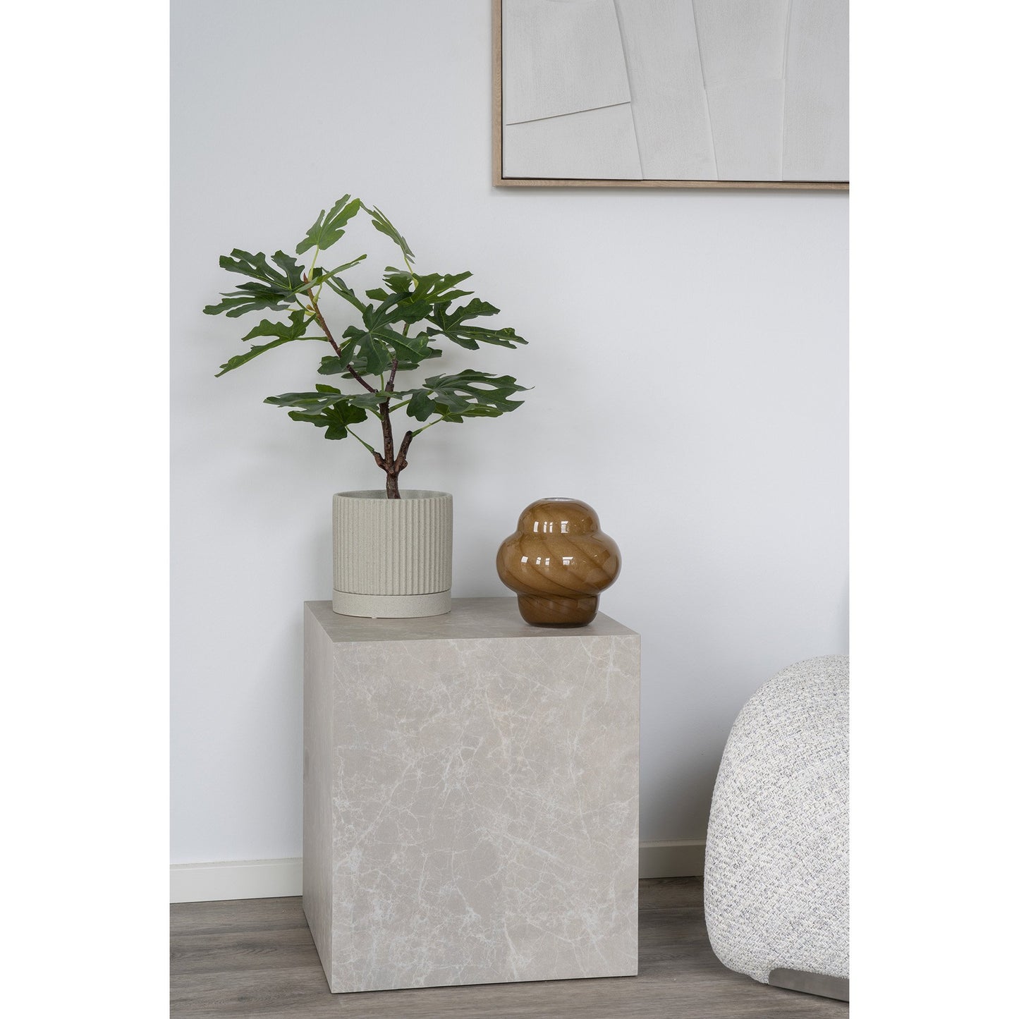 Prague Hjørnebord - Hjørnebord, Marmor Look, Beige 40X40X45 Cm ⎮ 5713917027774 ⎮ 2102060
