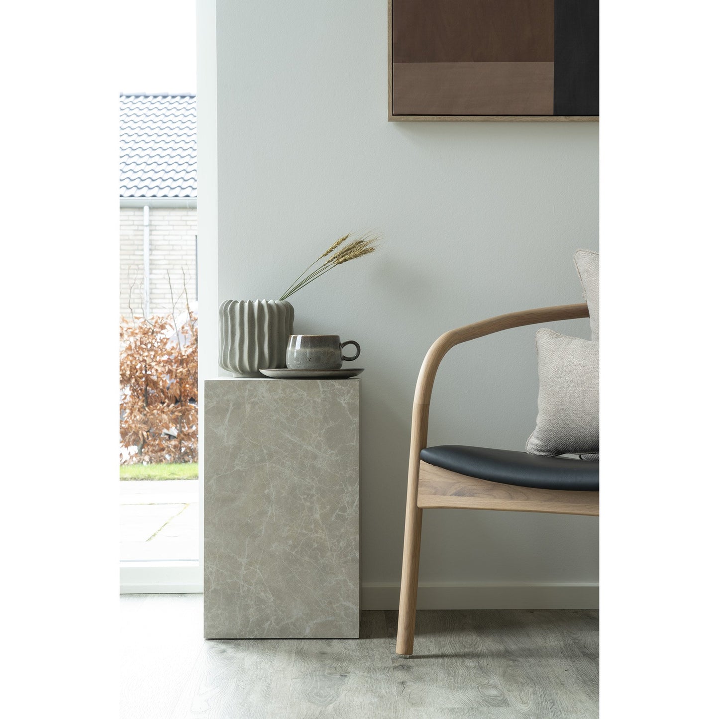 Prague Hjørnebord - Hjørnebord, Marmor Look, Beige 30X30X50 Cm ⎮ 5713917027781 ⎮ 2102061