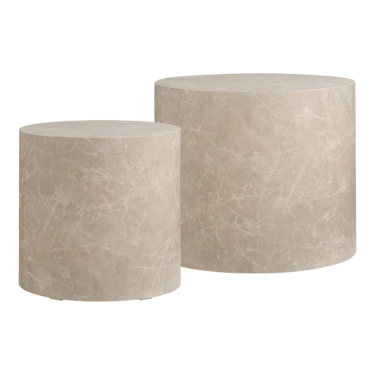 Prague Sofabord - Sofabord, Marmor Look, Rund, Beige Sæt Af 2 ⎮ 5713917037957 ⎮ 2102064