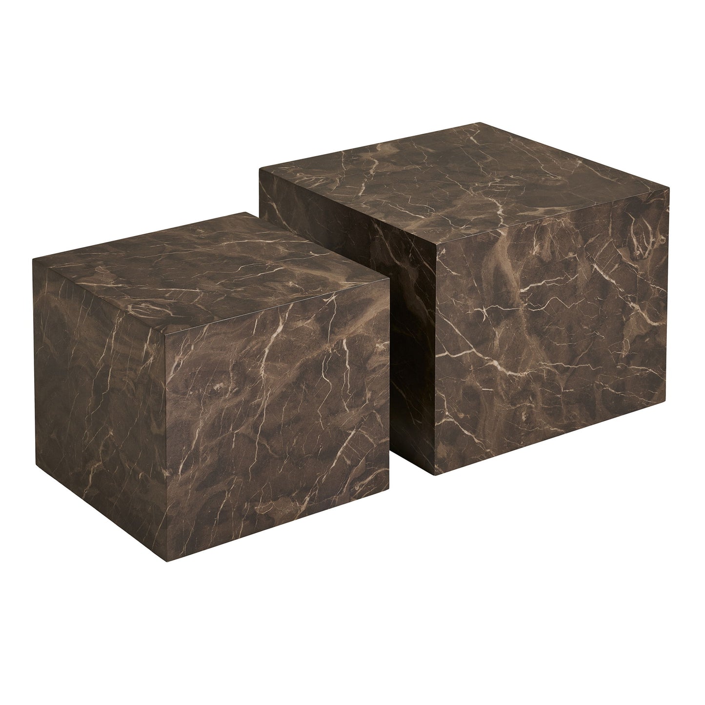 Prague Sofabord - Sofabord, Marmor Look, Brun Sæt Af 2 ⎮ 5713917039517 ⎮ 2102065