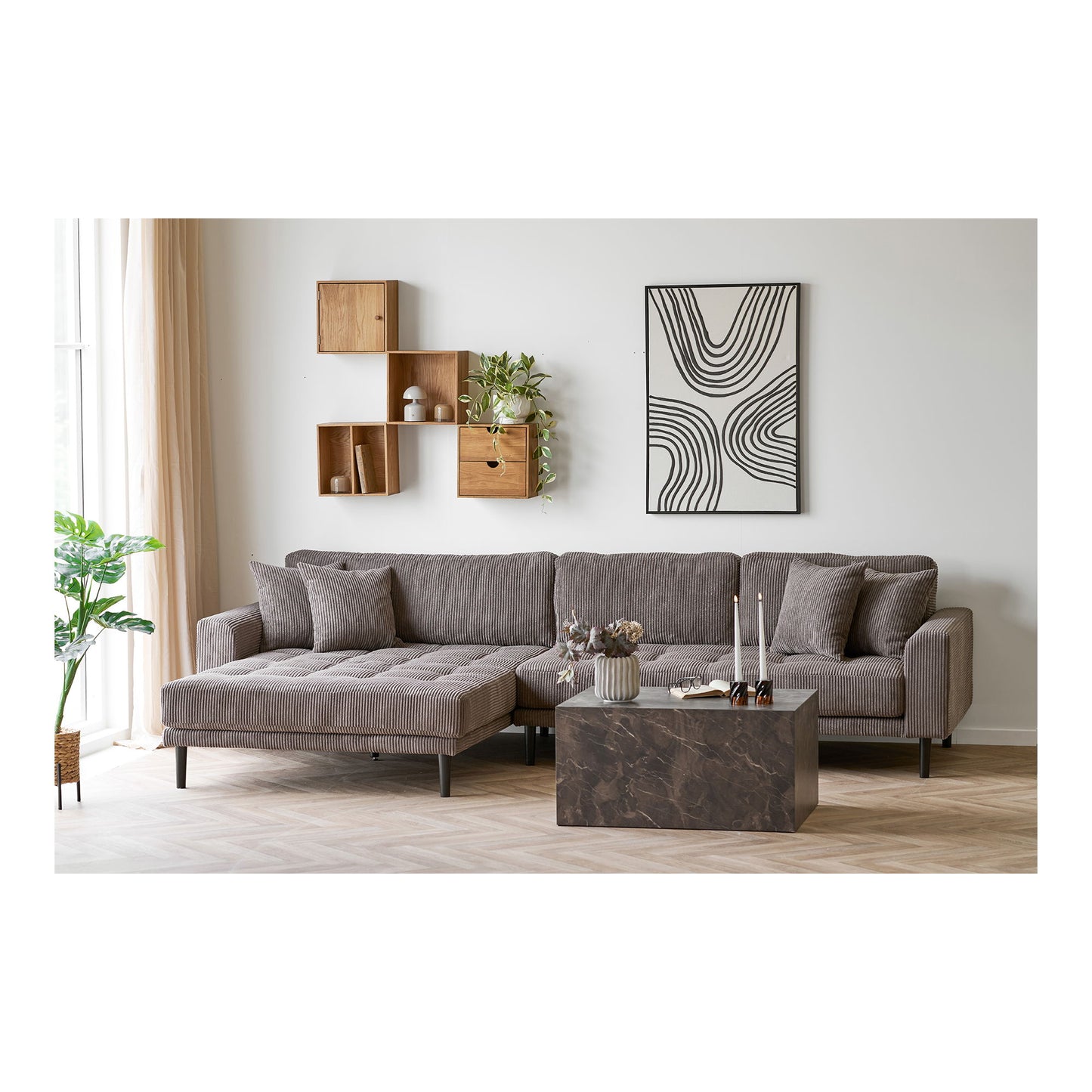 Prague Sofabord - Sofabord, Marmor Look, Brun 60X80X40 Cm ⎮ 5713917039531 ⎮ 2102066