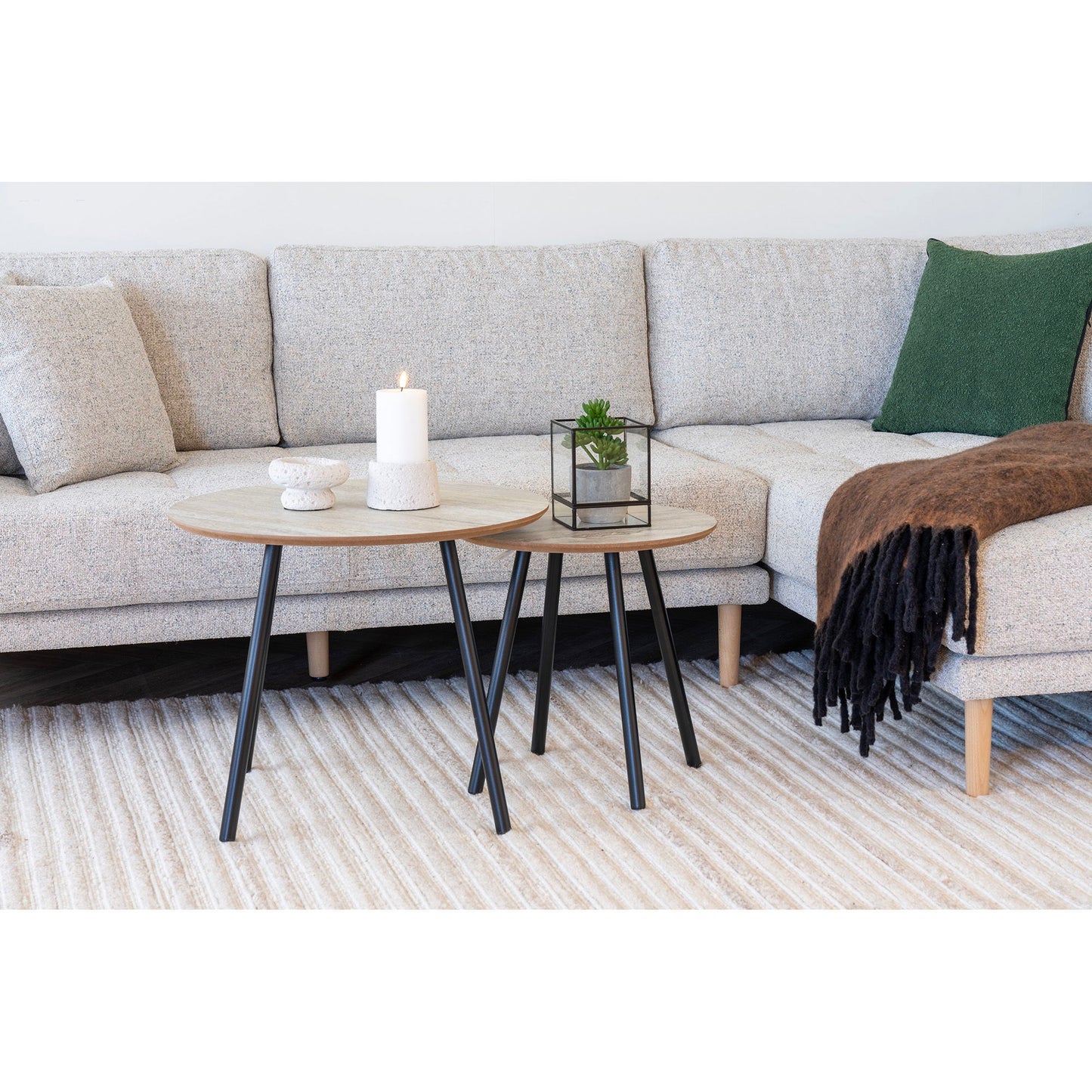 Aalst Sofabord - Sofabord, Travertin Look, Sorte Ben Ø55X45 Cm ⎮ 5713917031511 ⎮ 2102070