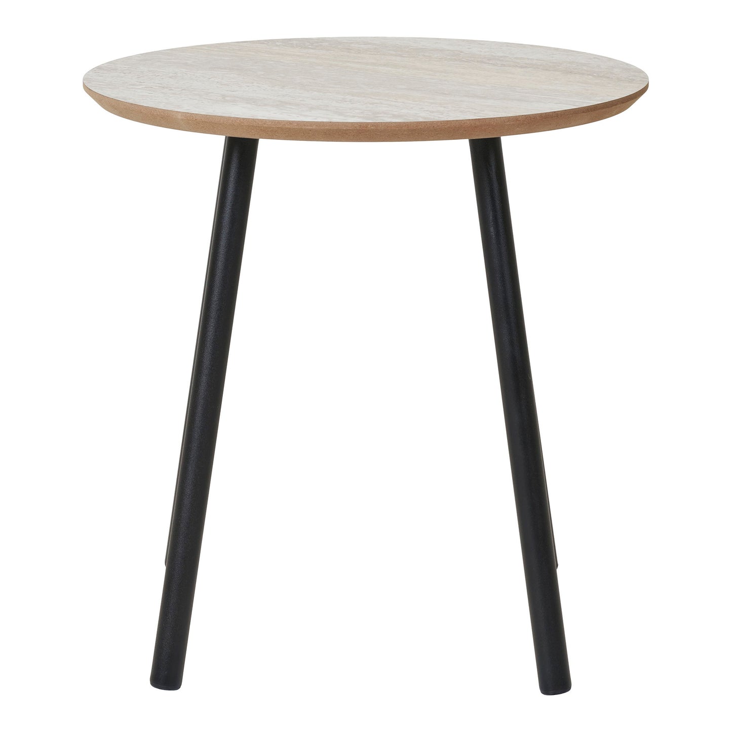 Aalst Hjørnebord - Hjørnebord, Travertin Look, Sorte Ben Ø40X44 Cm ⎮ 5713917031528 ⎮ 2102071