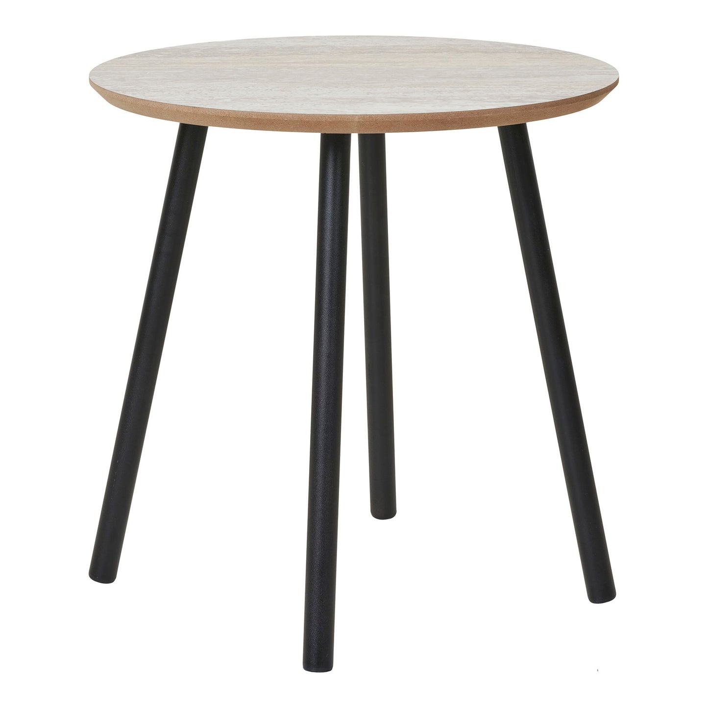 Aalst Hjørnebord - Hjørnebord, Travertin Look, Sorte Ben Ø40X44 Cm ⎮ 5713917031528 ⎮ 2102071