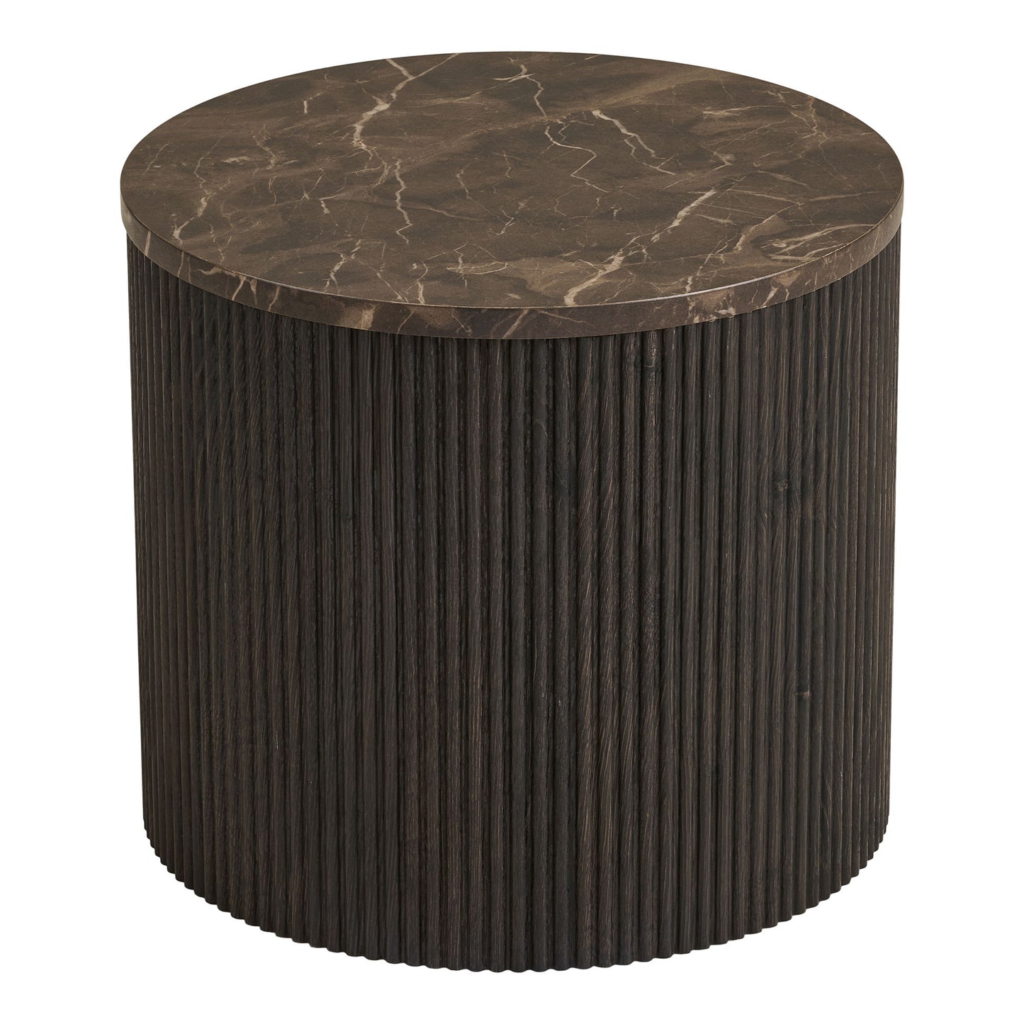 Rota Hjørnebord - Hjørnebord, Marmor Look, Mørkebrun Ø45X40 Cm ⎮ 5713917038060 ⎮ 2102190
