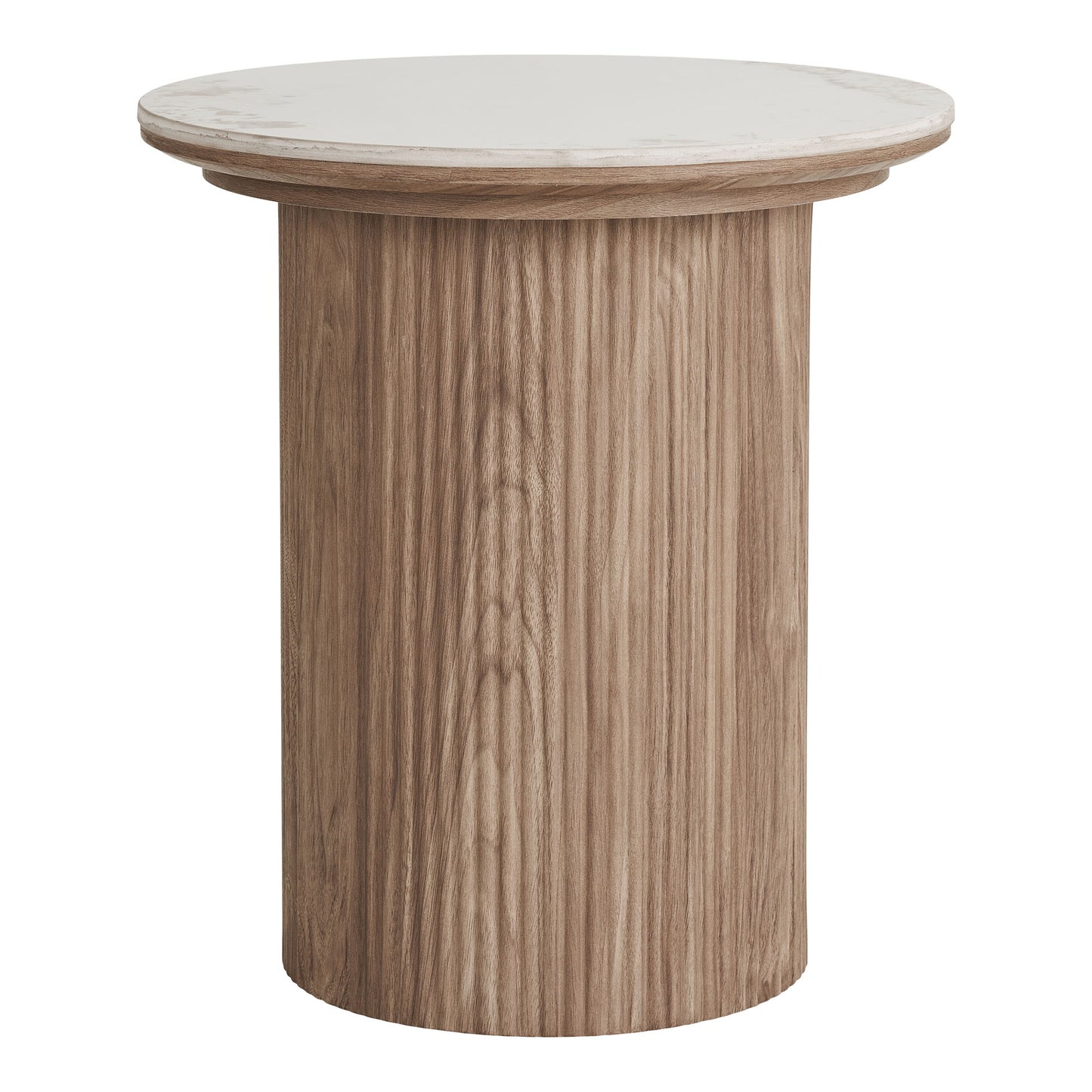 Athens Hjørnebord - Hjørnebord, Keramik Bordplade, Hvid/Mørkebrun Ø45X50 Cm ⎮ 5713917038121 ⎮ 2151045