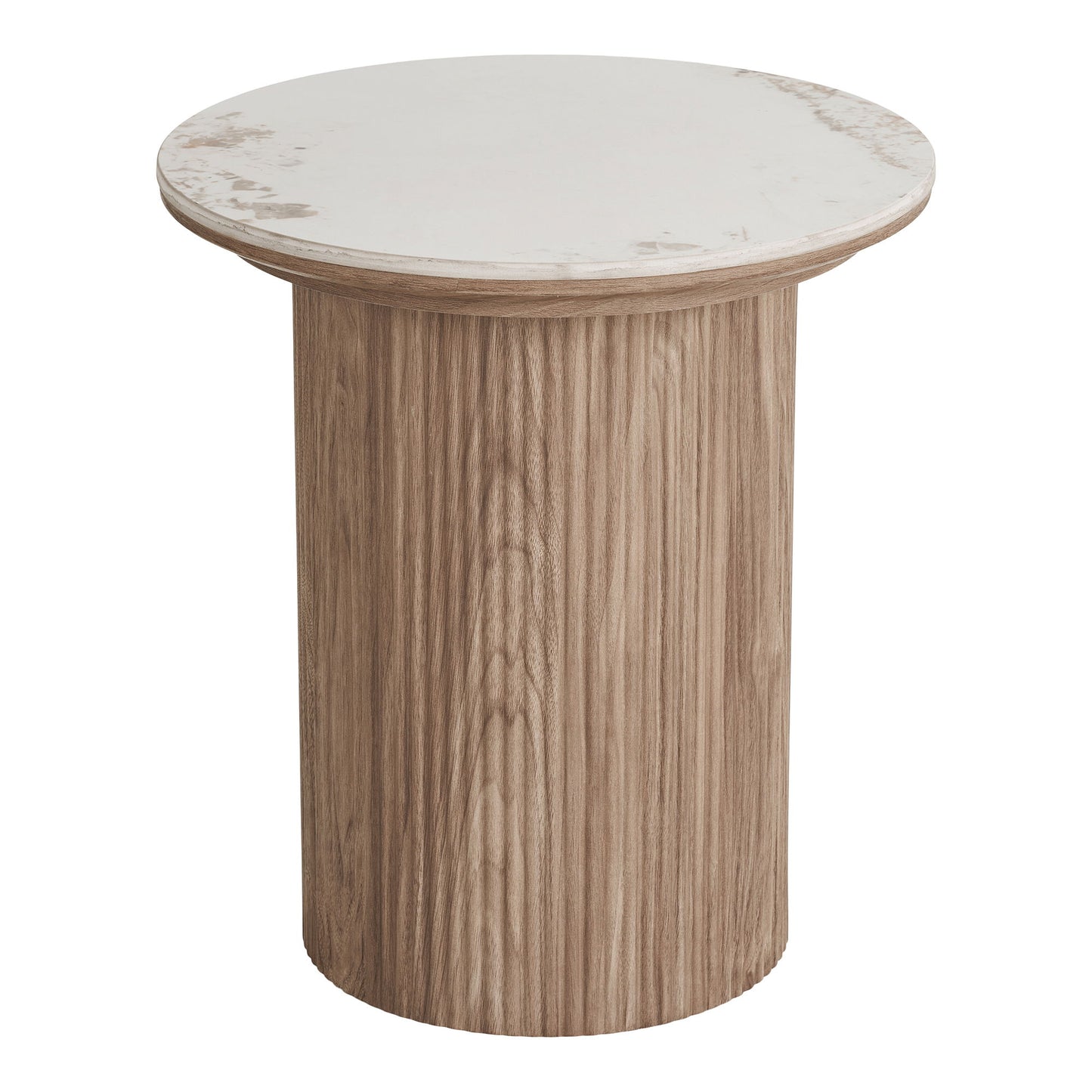 Athens Hjørnebord - Hjørnebord, Keramik Bordplade, Hvid/Mørkebrun Ø45X50 Cm ⎮ 5713917038121 ⎮ 2151045
