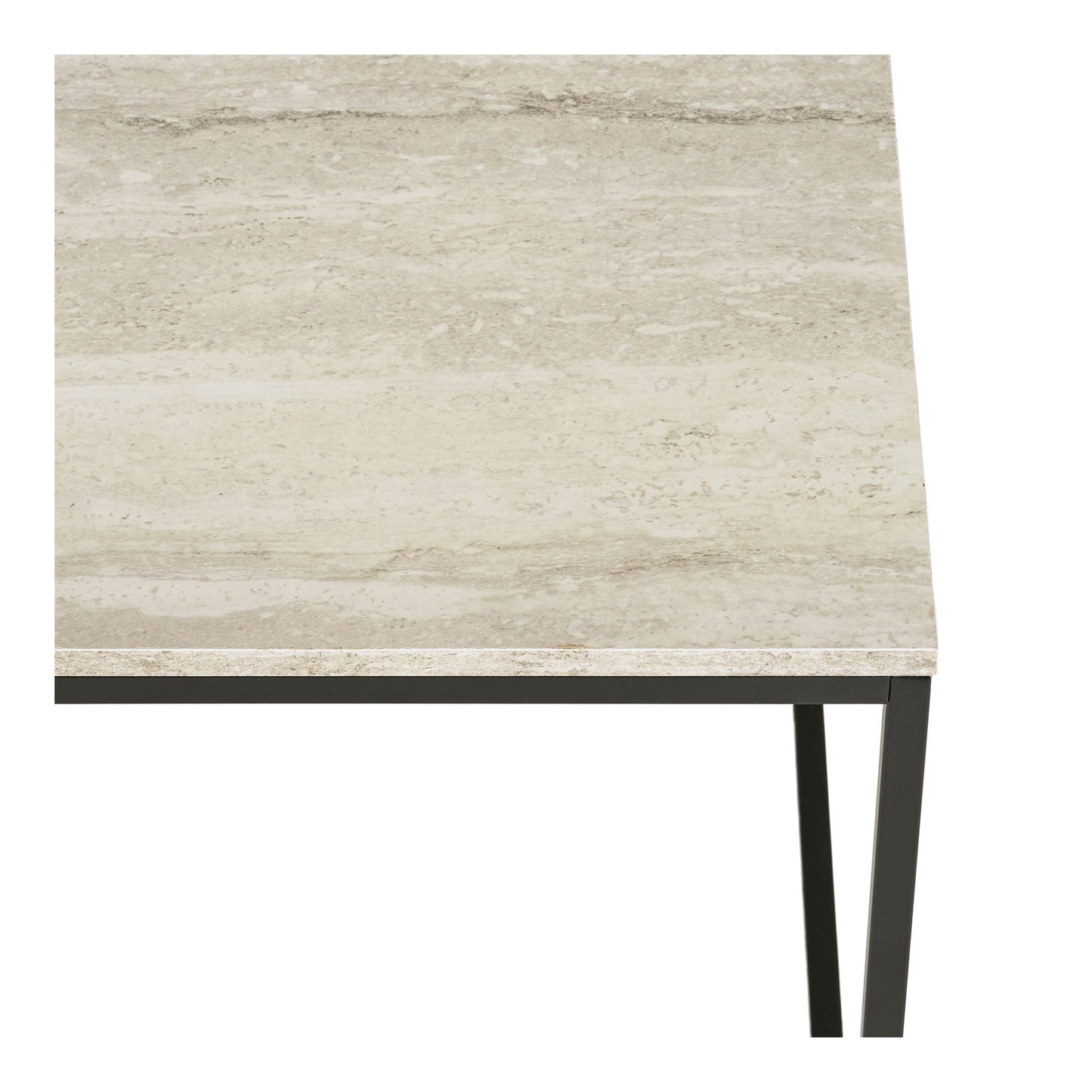 Vita Hjørnebord - Hjørnebord, Travertin Look, Sort Stel 45X45X45 Cm ⎮ 5713917038411 ⎮ 2151402
