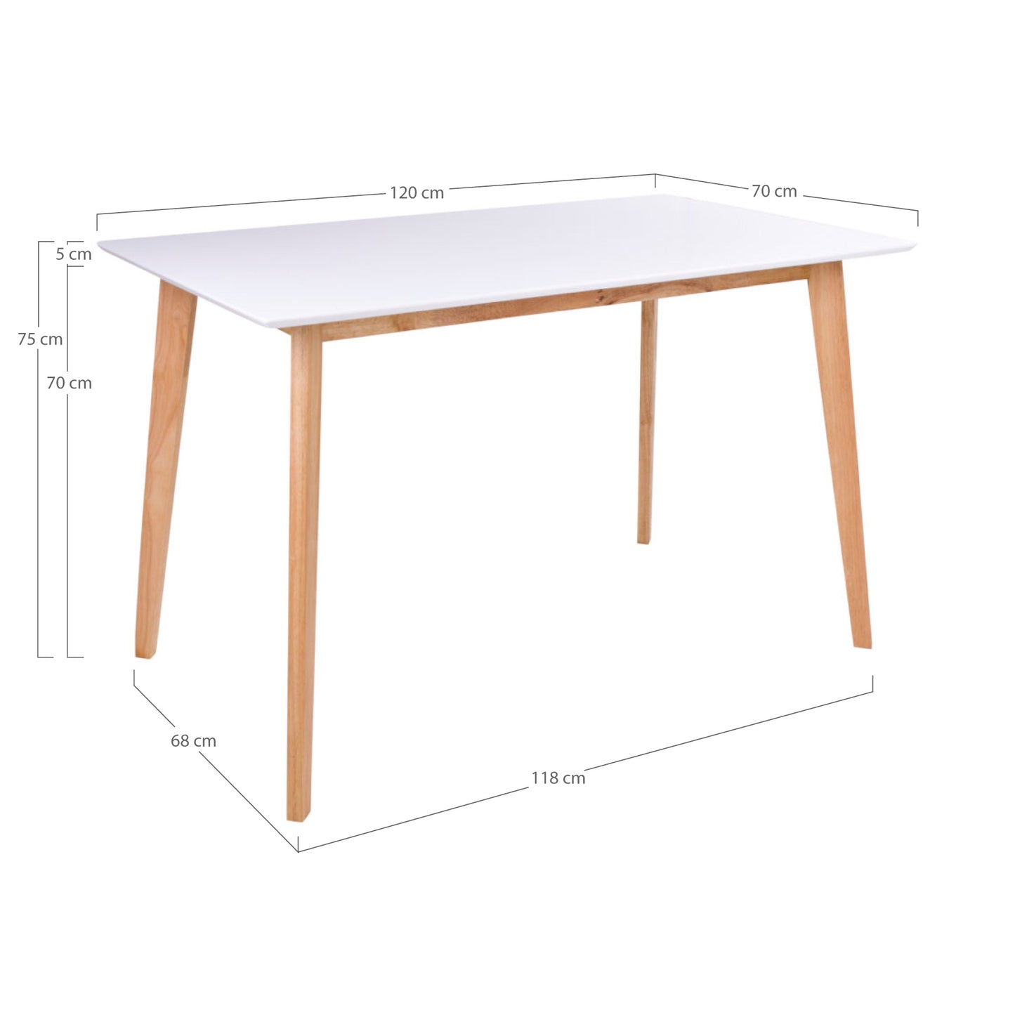 Vojens Spisebord - Spisebord, Hvid Og Natur 70X120Xh75 Cm ⎮ 5713917009619 ⎮ 2201030