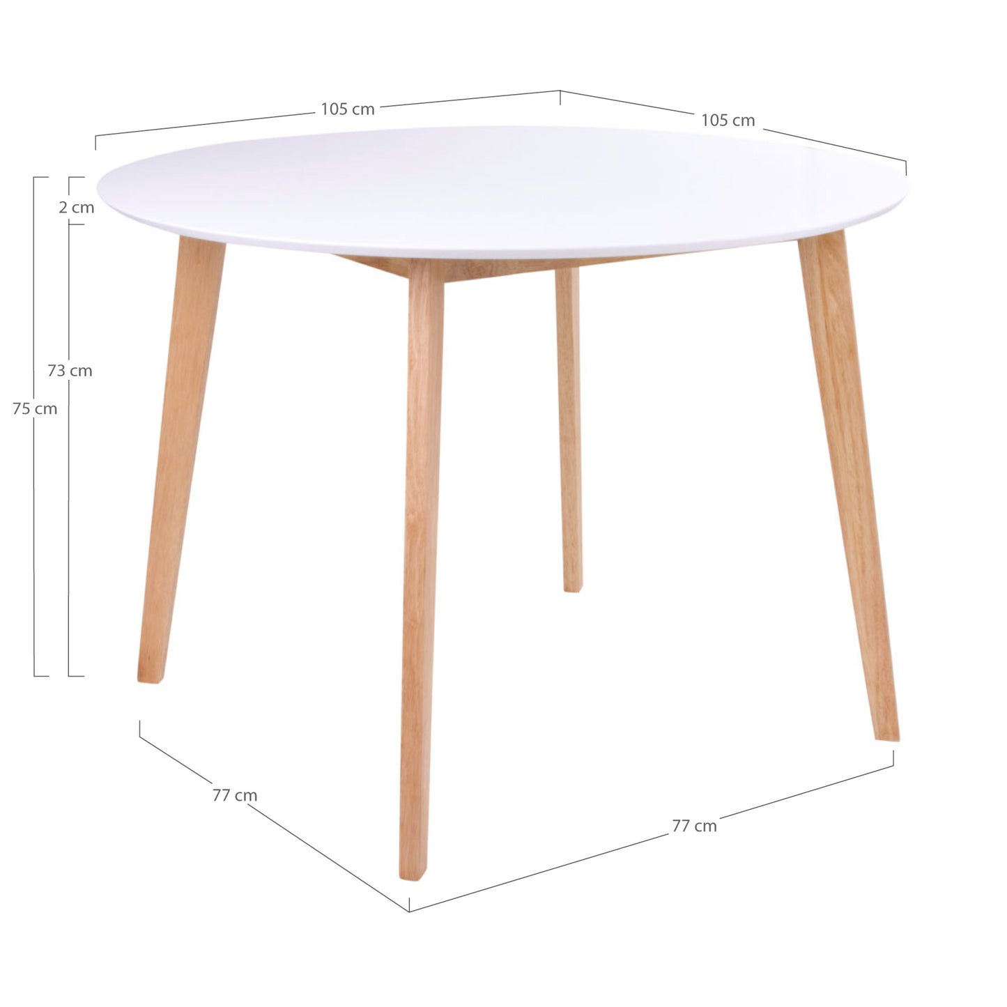 Vojens Spisebord - Spisebord, Hvid Og Natur Ø105X75 Cm ⎮ 5713917009633 ⎮ 2201031