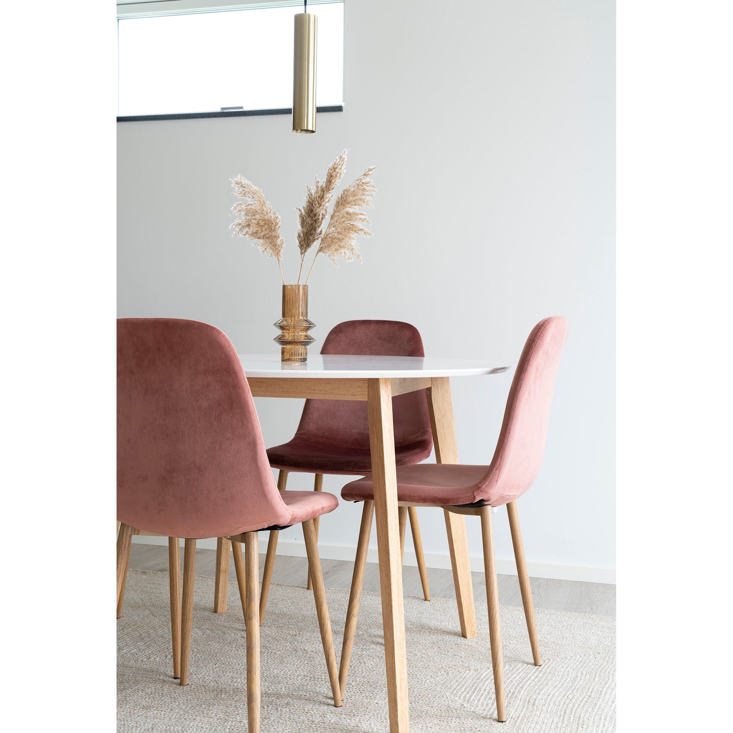 Vojens Spisebord - Spisebord, Hvid Og Natur Ø105X75 Cm ⎮ 5713917009633 ⎮ 2201031