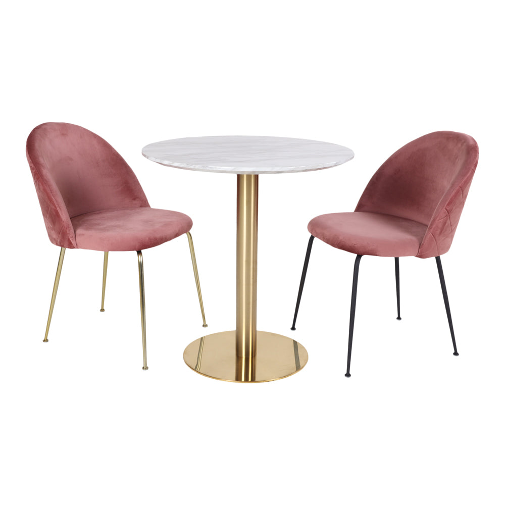 Bolzano Spisebord - Spisebord, Marmor Look Bordplade, Messing Look Base Ø90X75Cm ⎮ 5713917002702 ⎮ 2201141