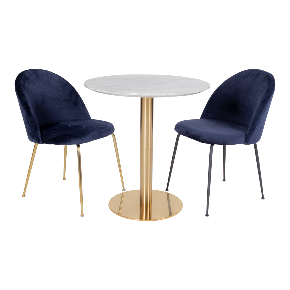 Bolzano Spisebord - Spisebord, Marmor Look Bordplade, Messing Look Base Ø90X75Cm ⎮ 5713917002702 ⎮ 2201141