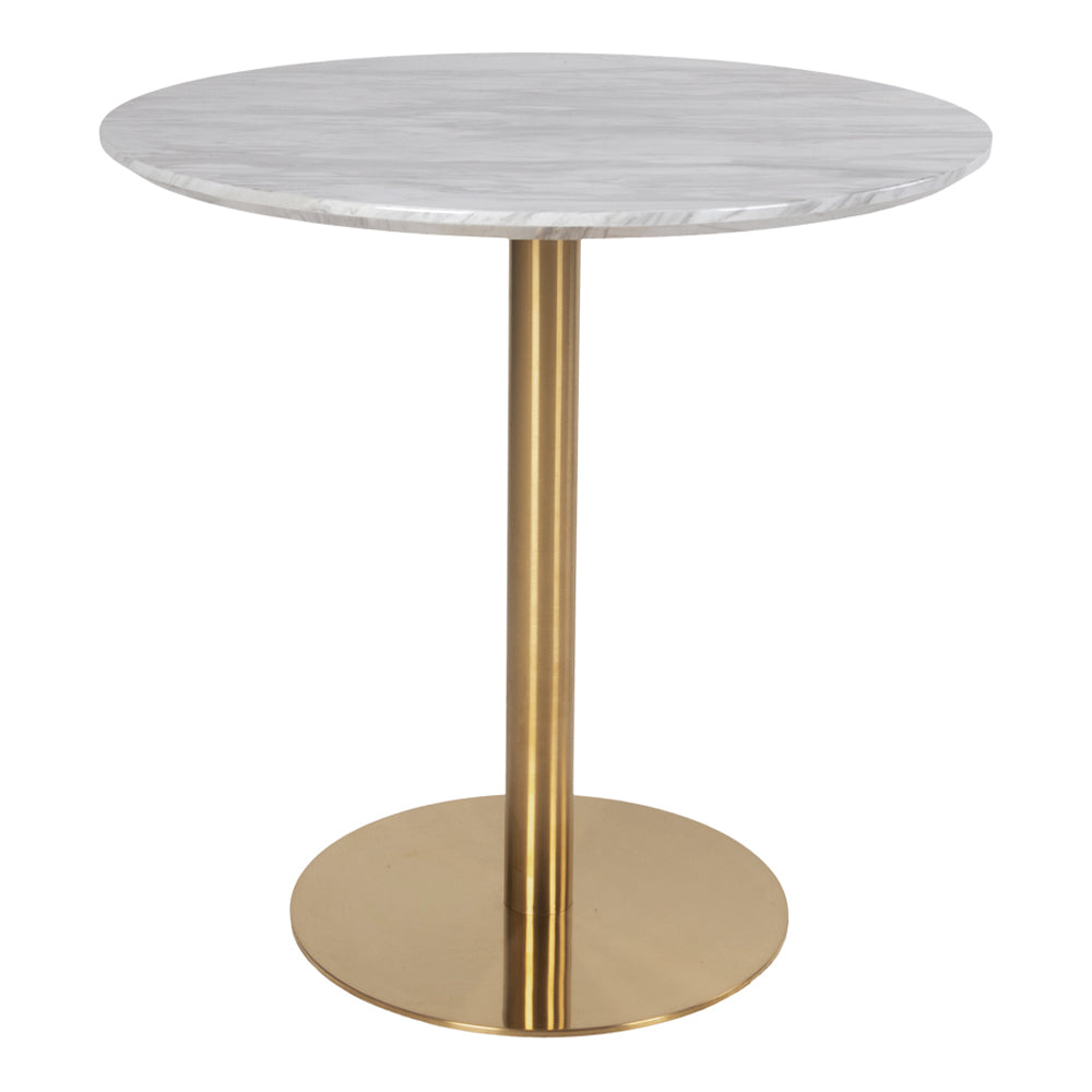 Bolzano Spisebord - Spisebord, Marmor Look Bordplade, Messing Look Base Ø90X75Cm ⎮ 5713917002702 ⎮ 2201141