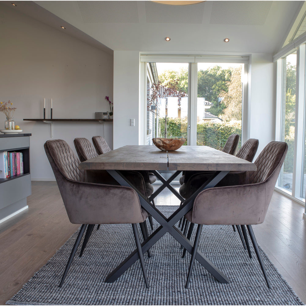 Toulon Spisebord - Spisebord Med Bølget Kant, Egetræ, Smoked, Forberedt Til Tillægsplader 95X200X75 Cm ⎮ 5713917002481 ⎮ 2201460