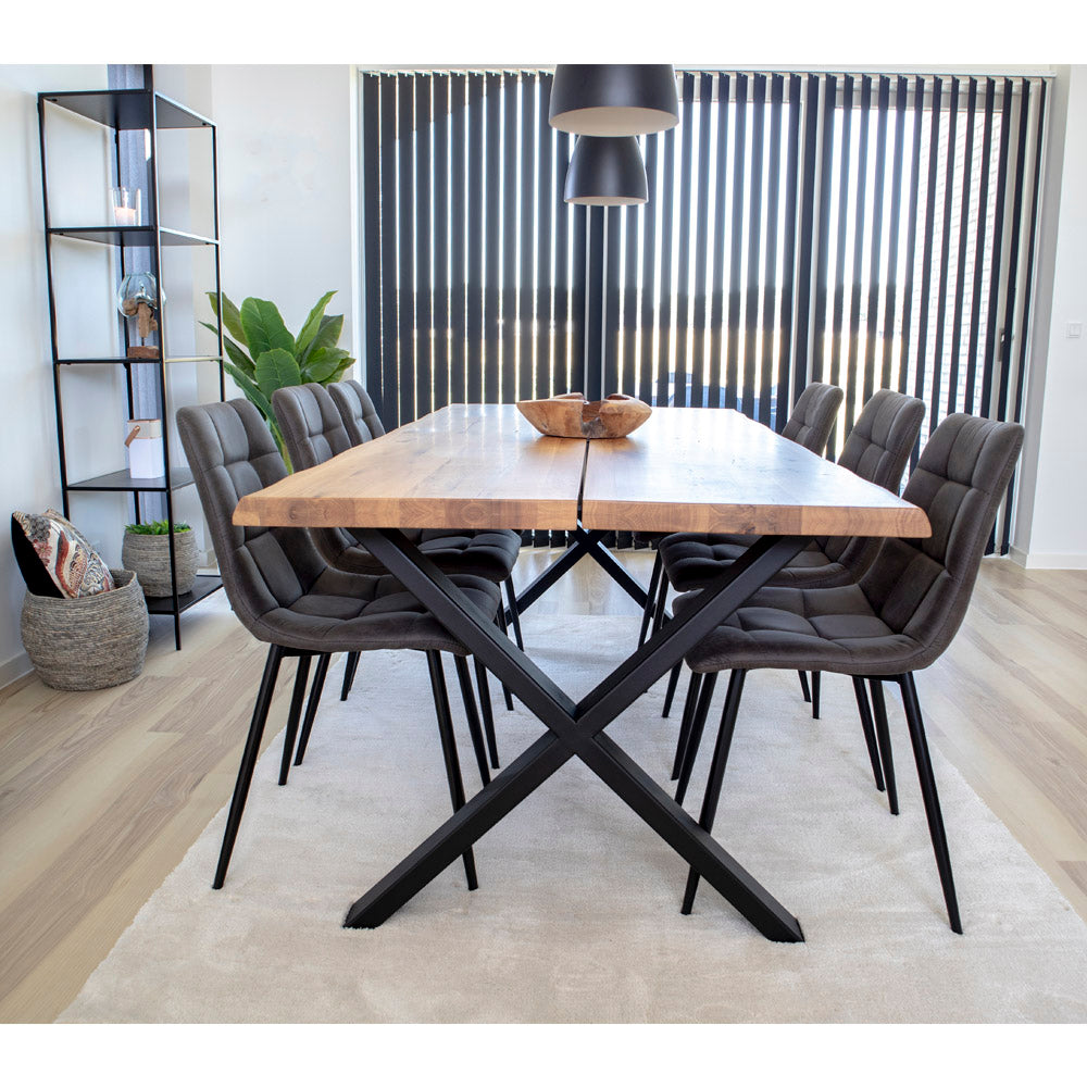 Toulon Spisebord - Spisebord Med Bølget Kant, Egetræ, Natur, Forberedt Til Tillægsplader 95X200X75 Cm ⎮ 5713917002498 ⎮ 2201470