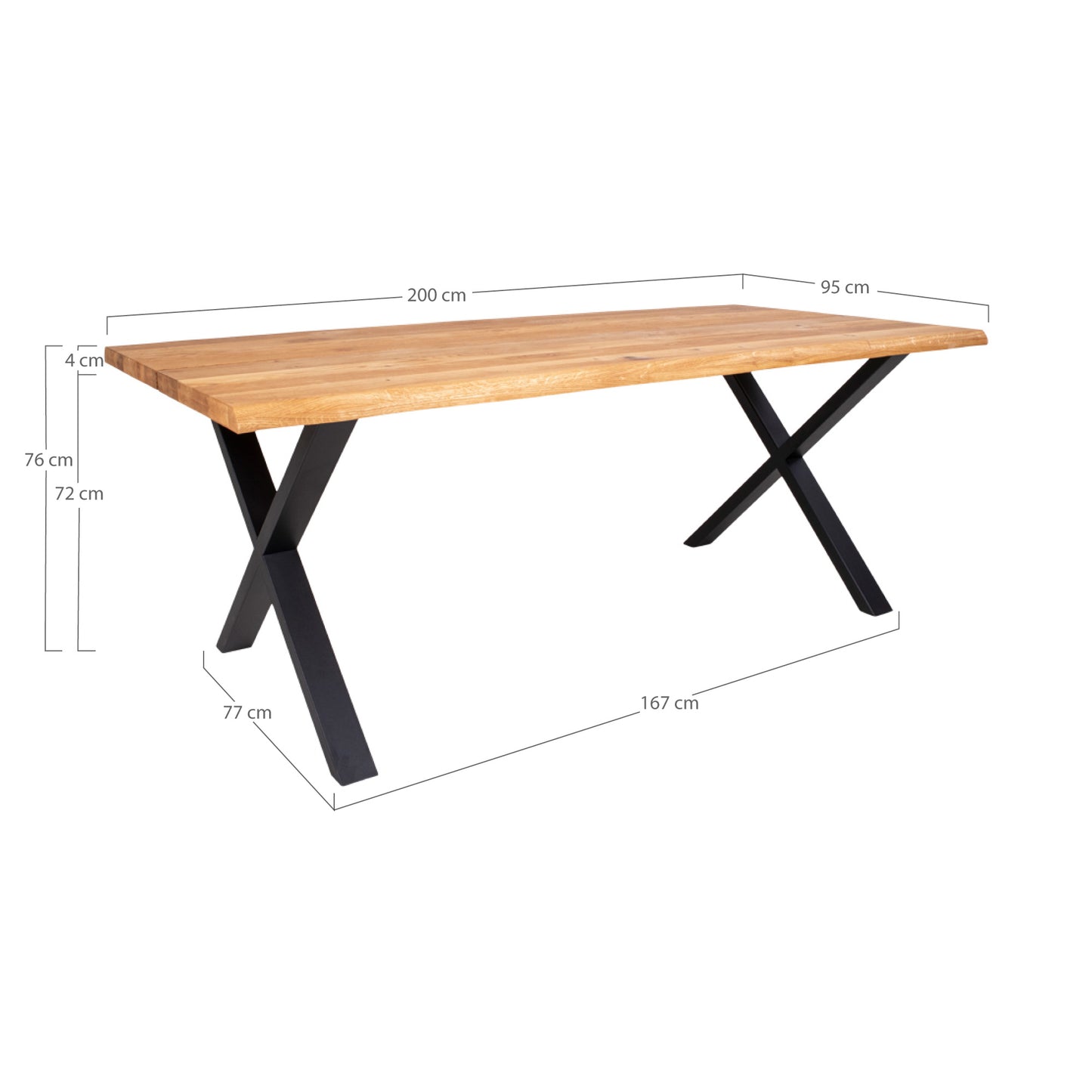 Toulon Spisebord - Spisebord Med Bølget Kant, Egetræ, Natur, Forberedt Til Tillægsplader 95X200X75 Cm ⎮ 5713917002498 ⎮ 2201470