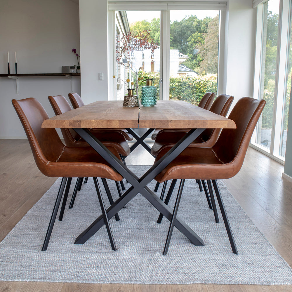 Toulon Spisebord - Spisebord Med Bølget Kant, Egetræ, Natur, Forberedt Til Tillægsplader 95X200X75 Cm ⎮ 5713917002498 ⎮ 2201470
