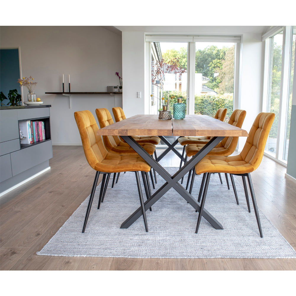 Toulon Spisebord - Spisebord Med Bølget Kant, Egetræ, Natur, Forberedt Til Tillægsplader 95X200X75 Cm ⎮ 5713917002498 ⎮ 2201470