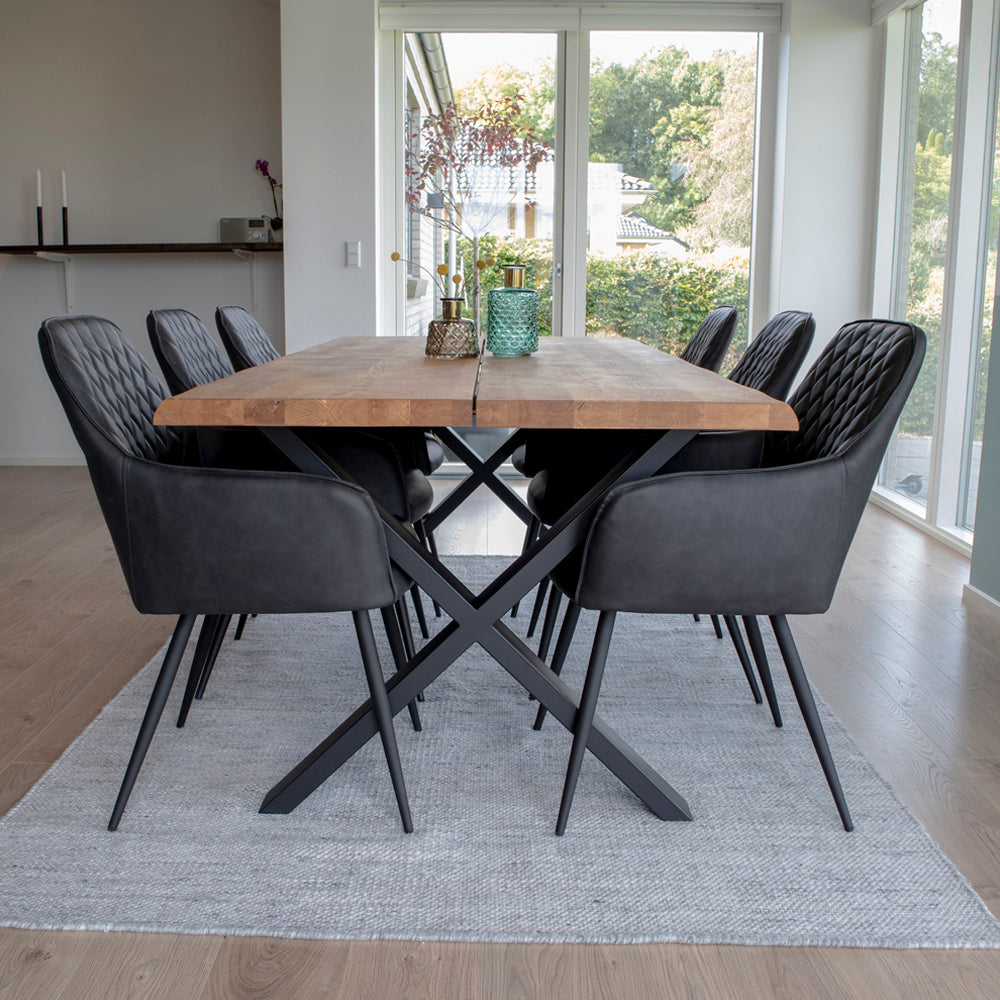 Toulon Spisebord - Spisebord Med Bølget Kant, Egetræ, Natur, Forberedt Til Tillægsplader 95X200X75 Cm ⎮ 5713917002498 ⎮ 2201470
