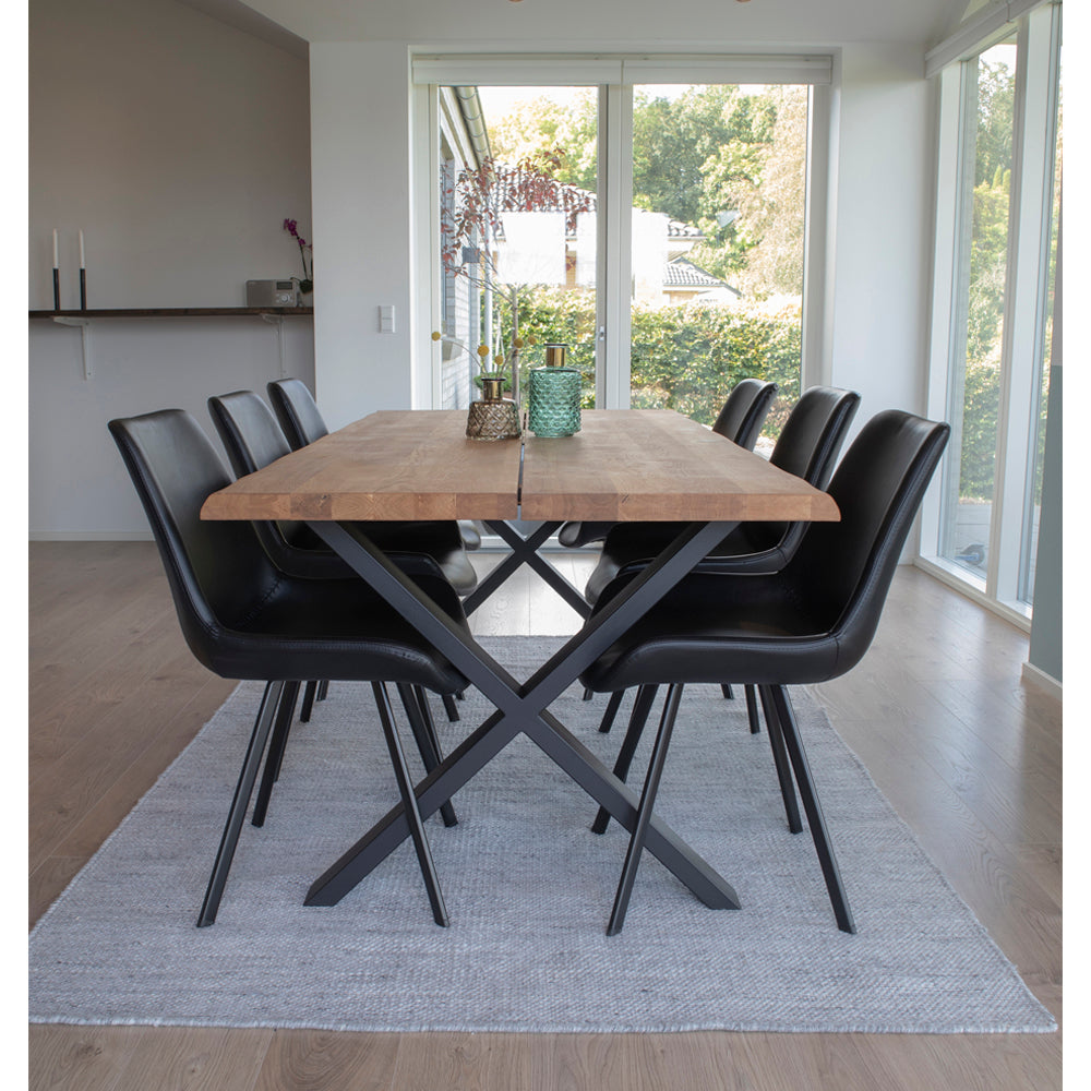 Toulon Spisebord - Spisebord Med Bølget Kant, Egetræ, Natur, Forberedt Til Tillægsplader 95X200X75 Cm ⎮ 5713917002498 ⎮ 2201470
