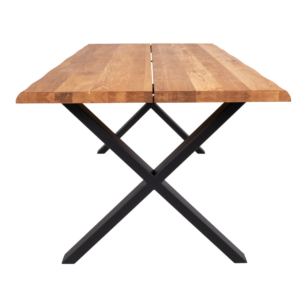 Toulon Spisebord - Spisebord Med Bølget Kant, Egetræ, Natur, Forberedt Til Tillægsplader 95X200X75 Cm ⎮ 5713917002498 ⎮ 2201470